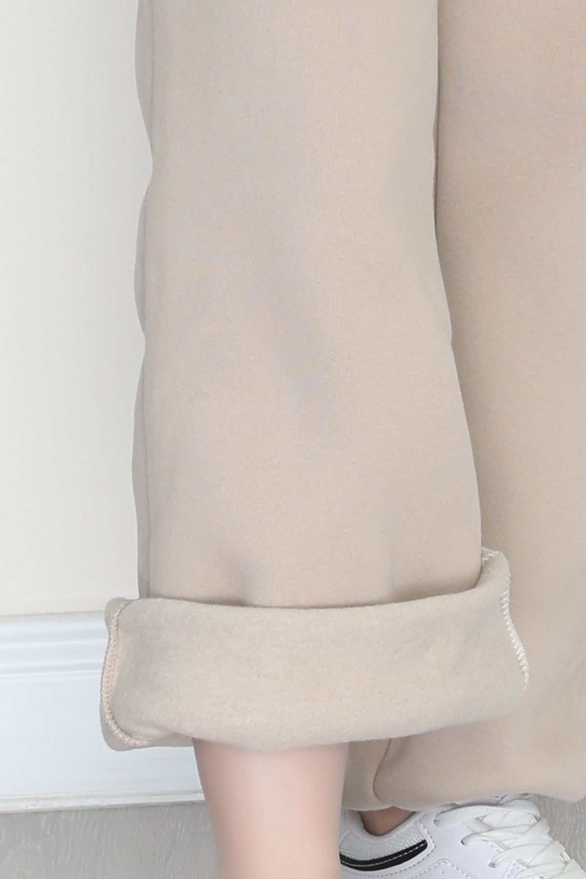 3 İplik Şardonlu Paça Stoperli Eşofman Altı Bej - 52069.2113.