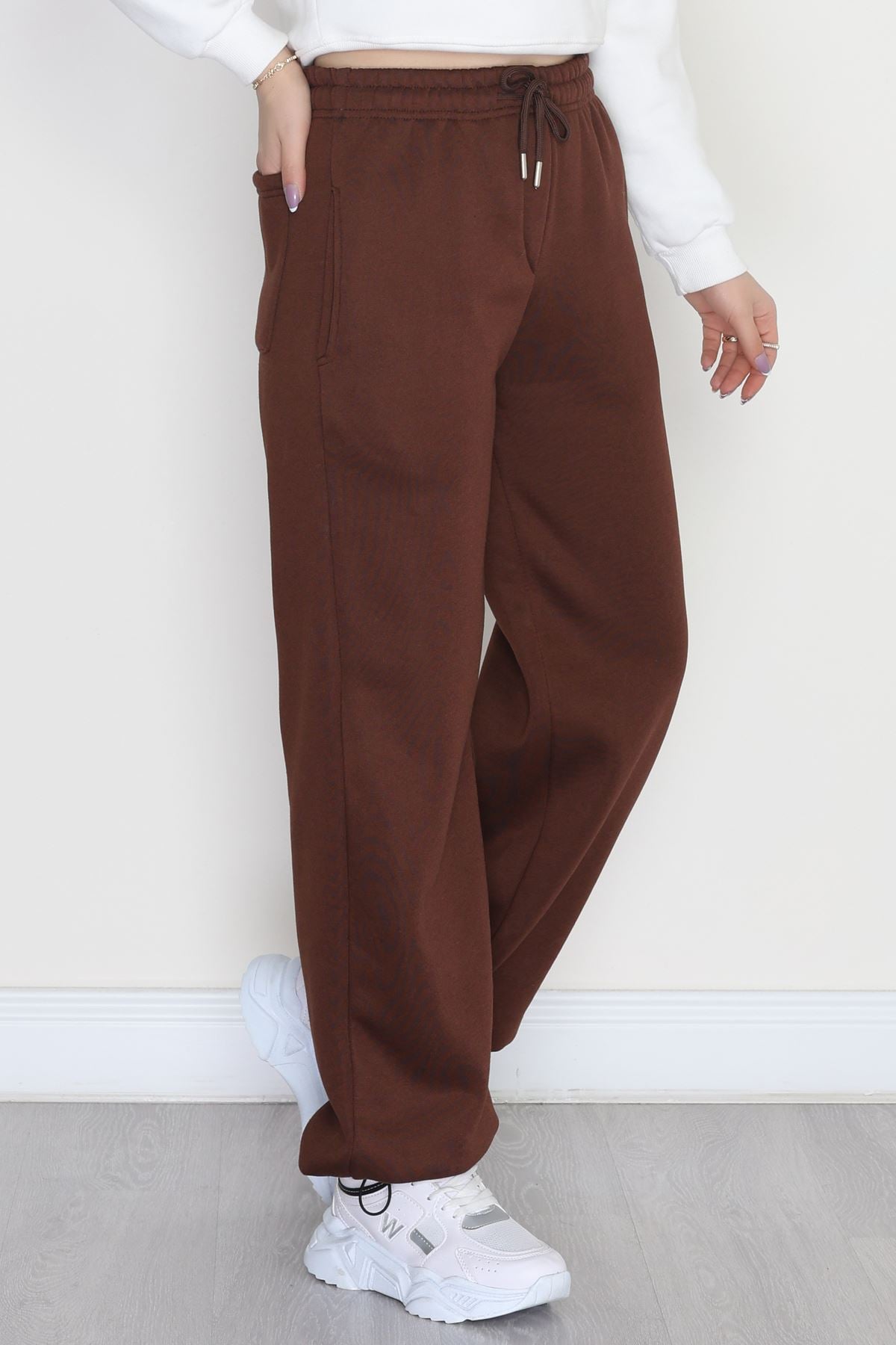 3 İplik Şardonlu Paça Stoperli Eşofman Altı Kahve - 52069.2113.