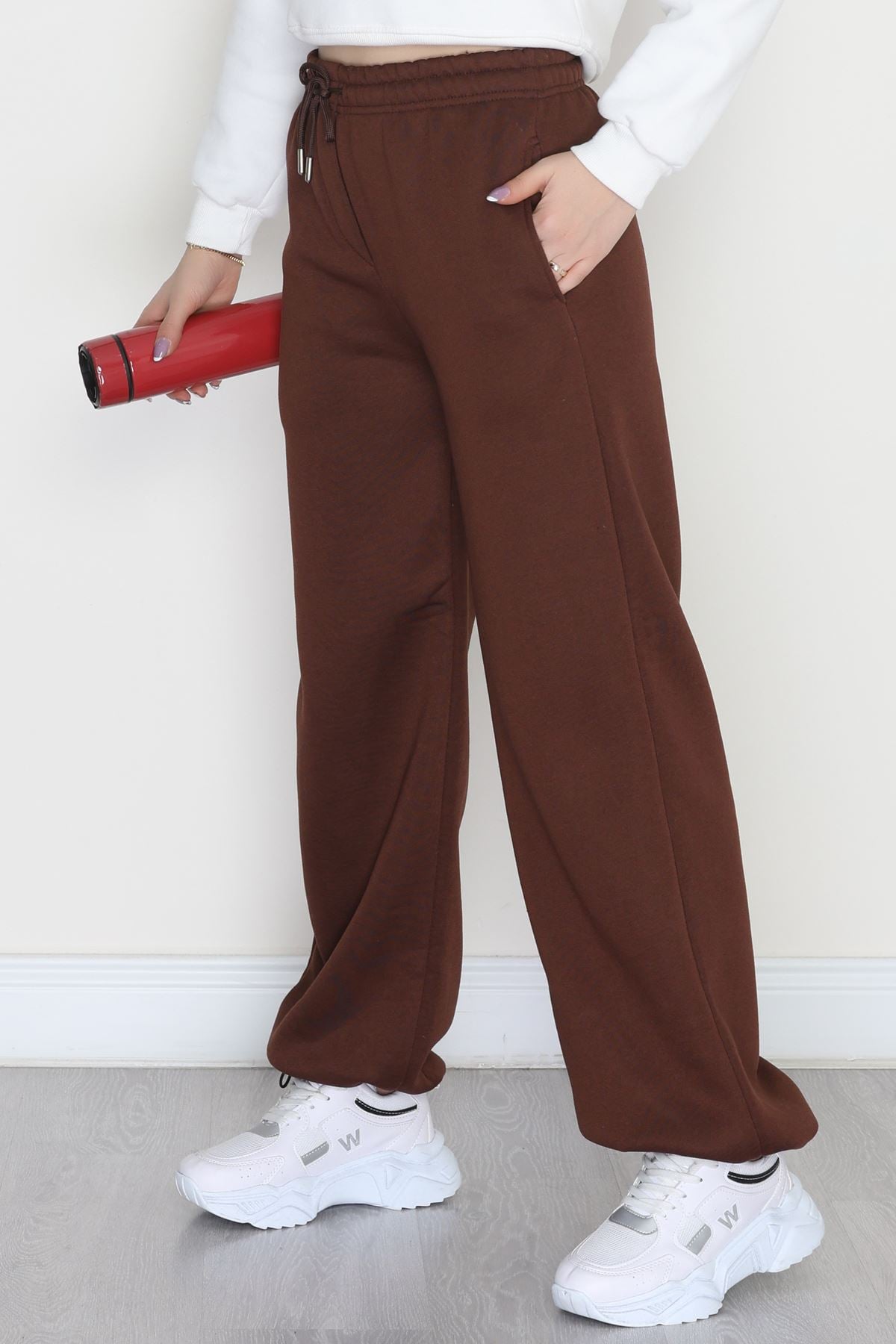 3 İplik Şardonlu Paça Stoperli Eşofman Altı Kahve - 52069.2113.