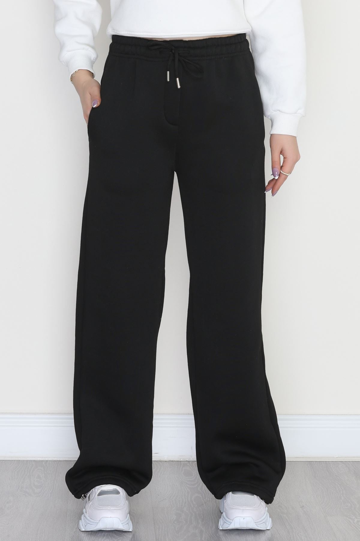 3 İplik Şardonlu Paça Stoperli Eşofman Altı Siyah - 52069.2113.