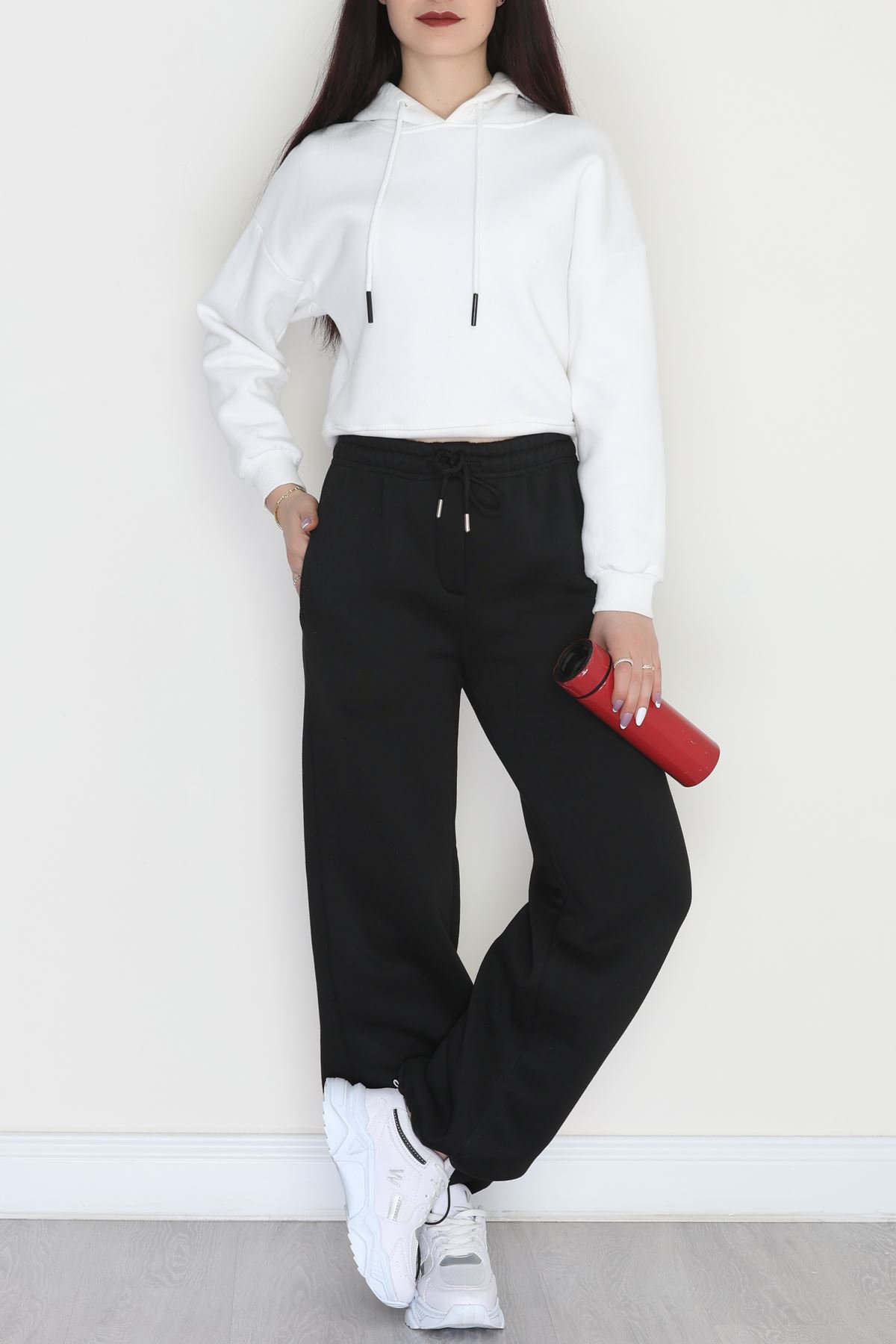 3 İplik Şardonlu Paça Stoperli Eşofman Altı Siyah - 52069.2113.