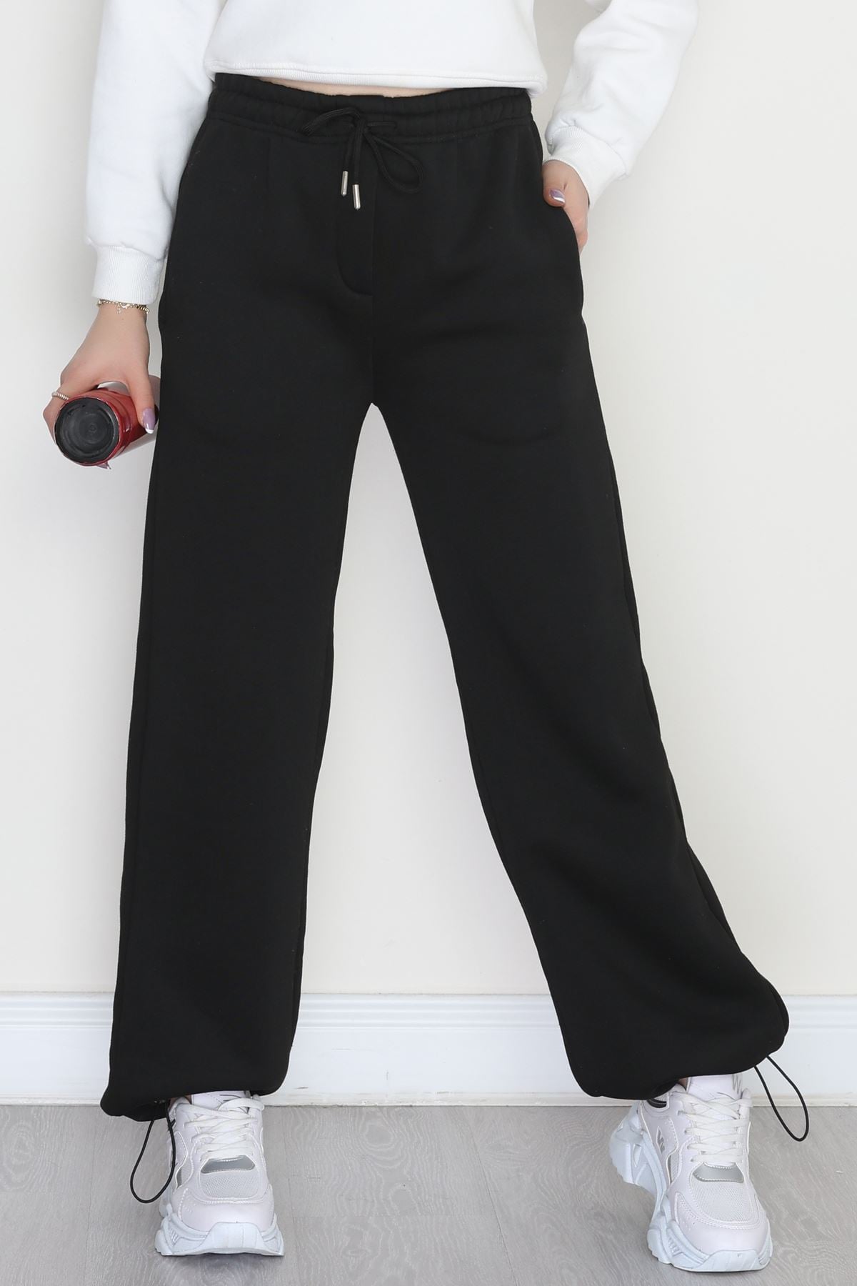 3 İplik Şardonlu Paça Stoperli Eşofman Altı Siyah - 52069.2113.