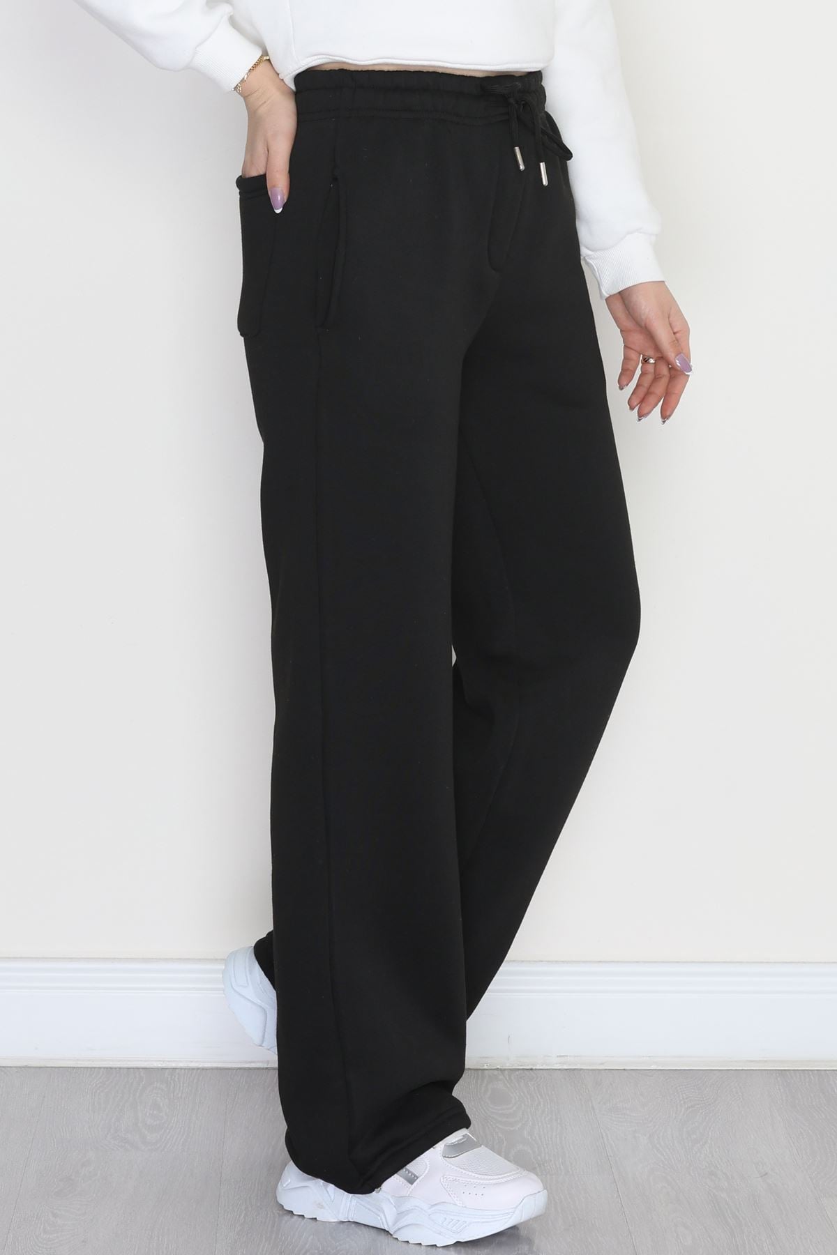 3 İplik Şardonlu Paça Stoperli Eşofman Altı Siyah - 52069.2113.