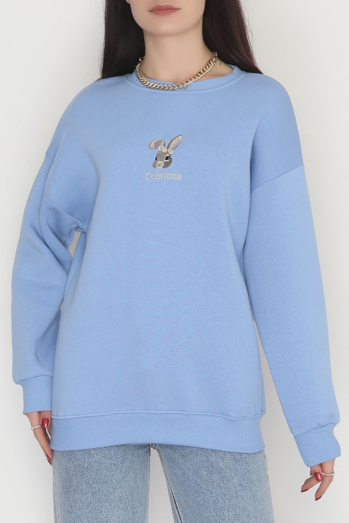 3 İplik Şardonlu Nakışlı Sweat Bebemavi - 42608.1878.