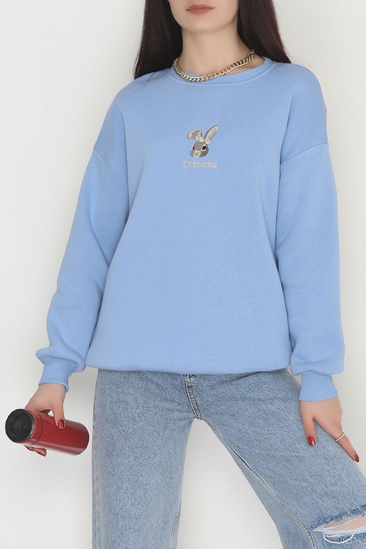 3 İplik Şardonlu Nakışlı Sweat Bebemavi - 42608.1878.