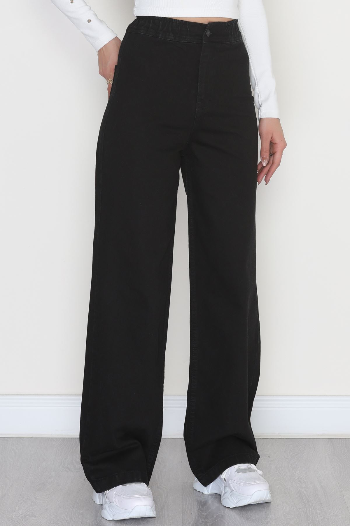 Bel Lastikli Palazzo Kot Pantolon Siyah - 42470.2088.