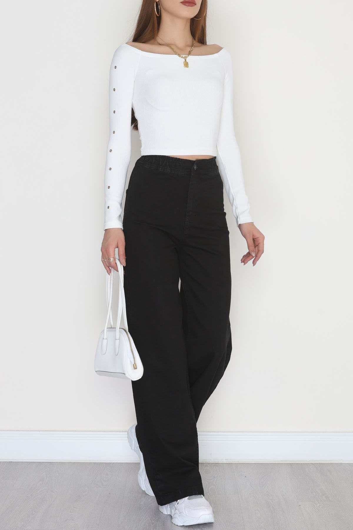 Bel Lastikli Palazzo Kot Pantolon Siyah - 42470.2088.