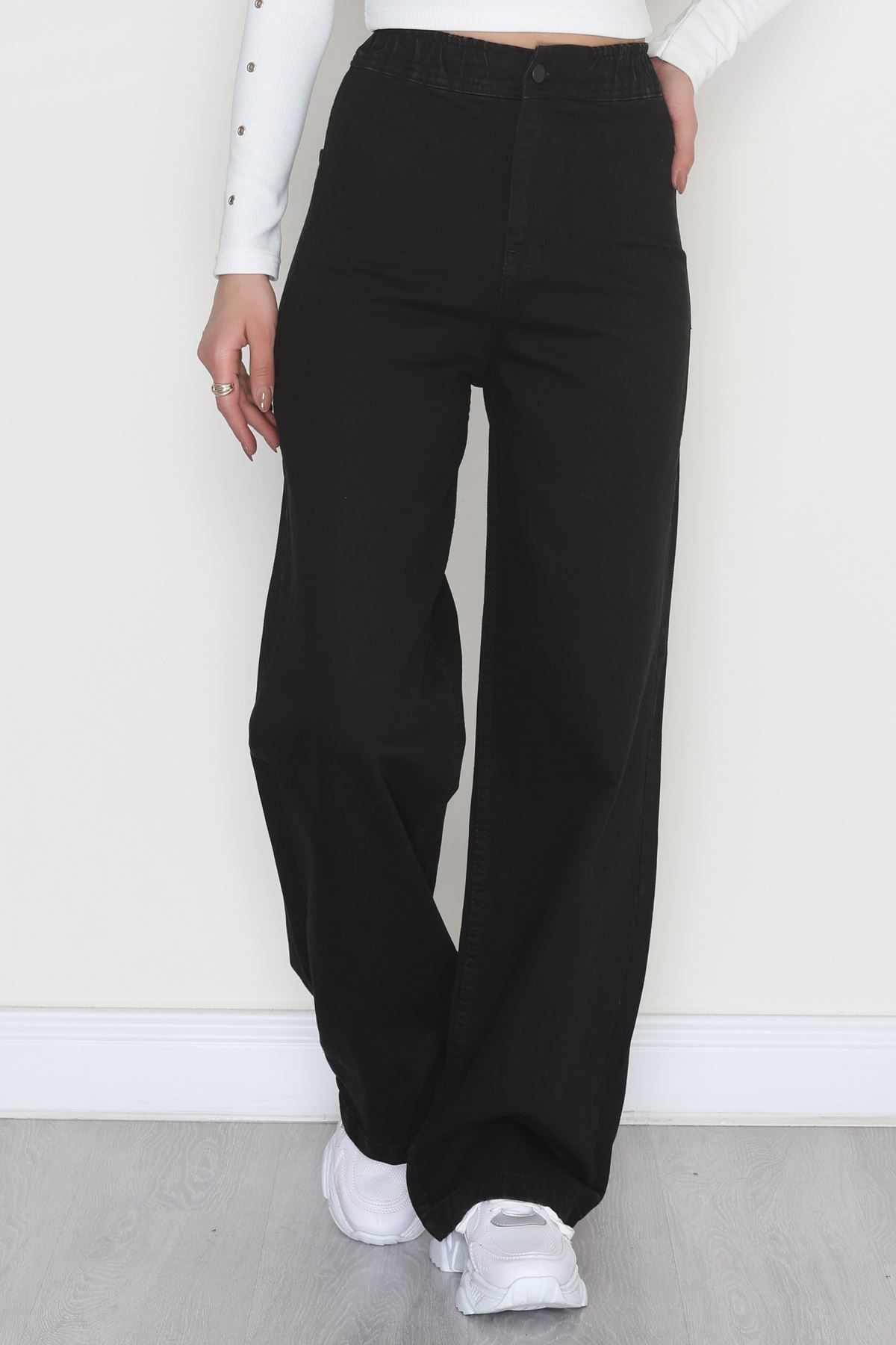 Bel Lastikli Palazzo Kot Pantolon Siyah - 42470.2088.