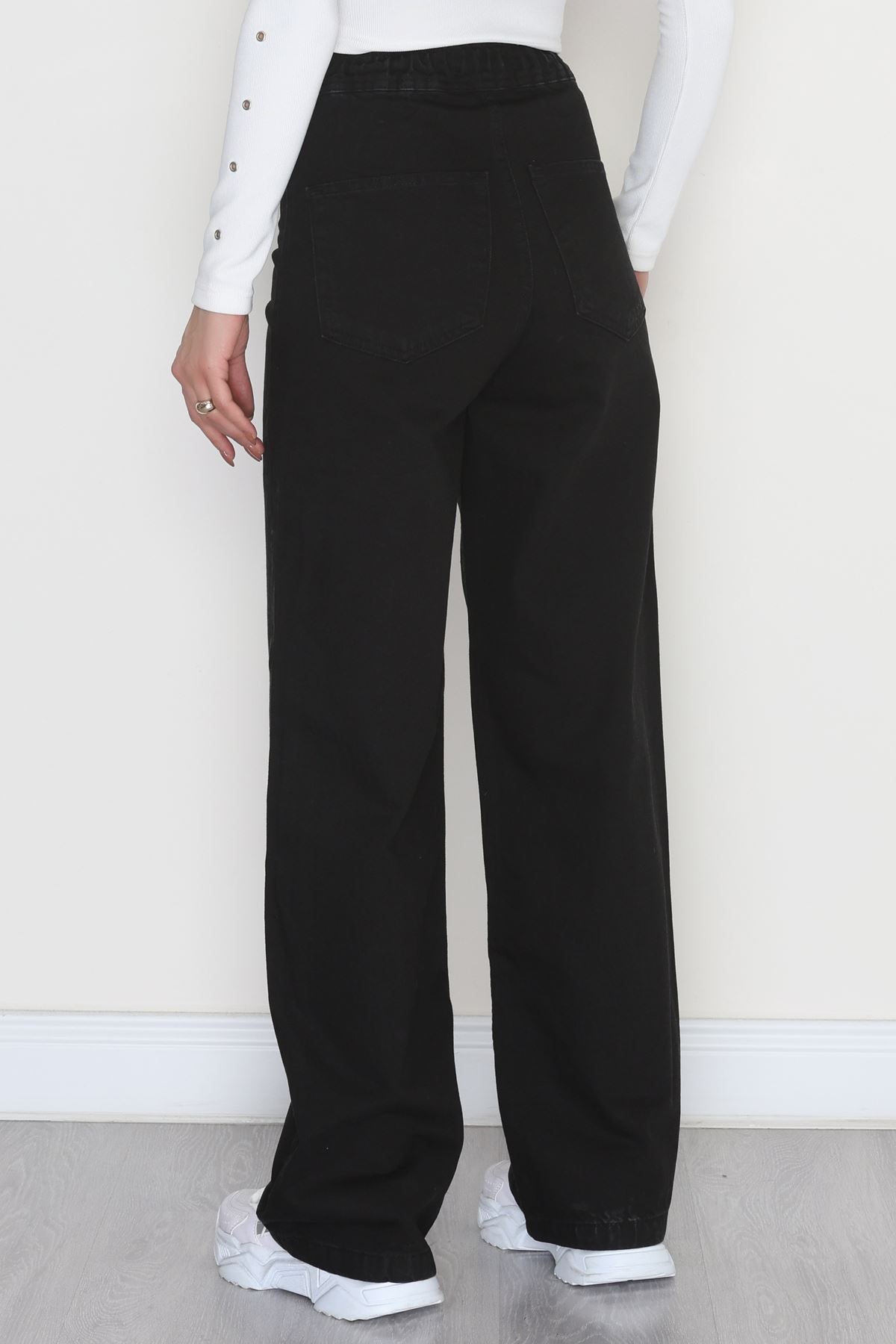 Bel Lastikli Palazzo Kot Pantolon Siyah - 42470.2088.