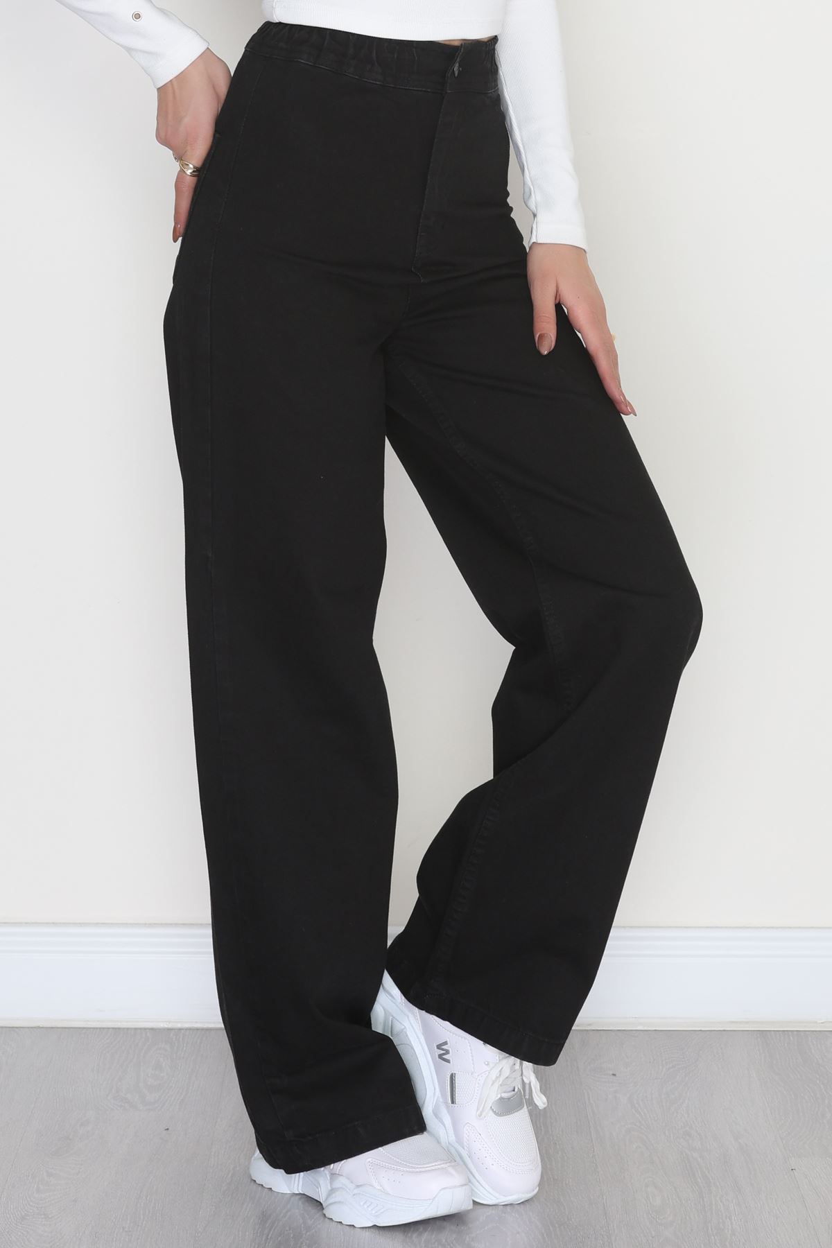 Bel Lastikli Palazzo Kot Pantolon Siyah - 42470.2088.