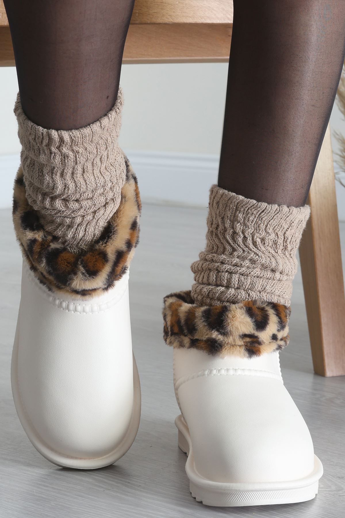 Leopar Desenli Bot Ekru - 31617.264.