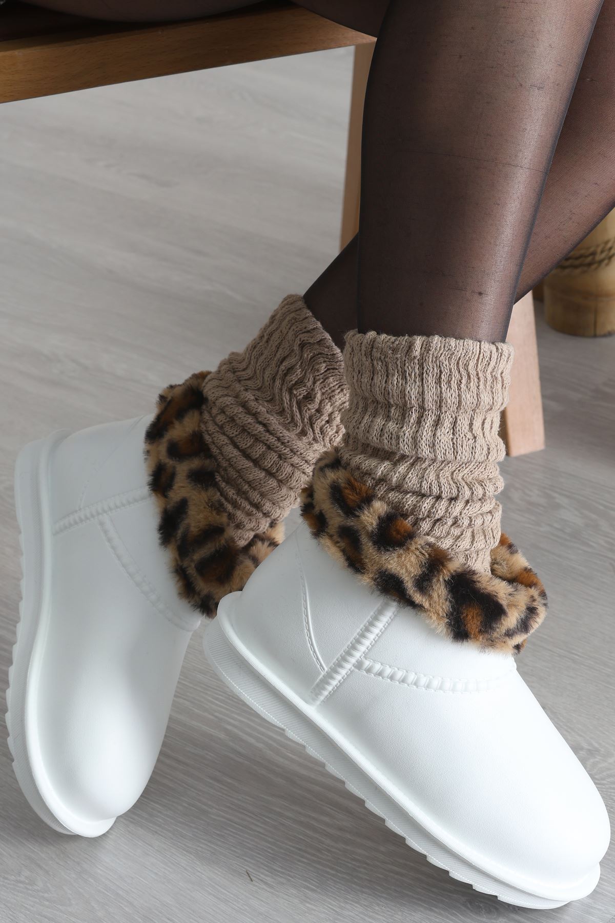 Leopar Desenli Bot Beyaz - 31617.264.