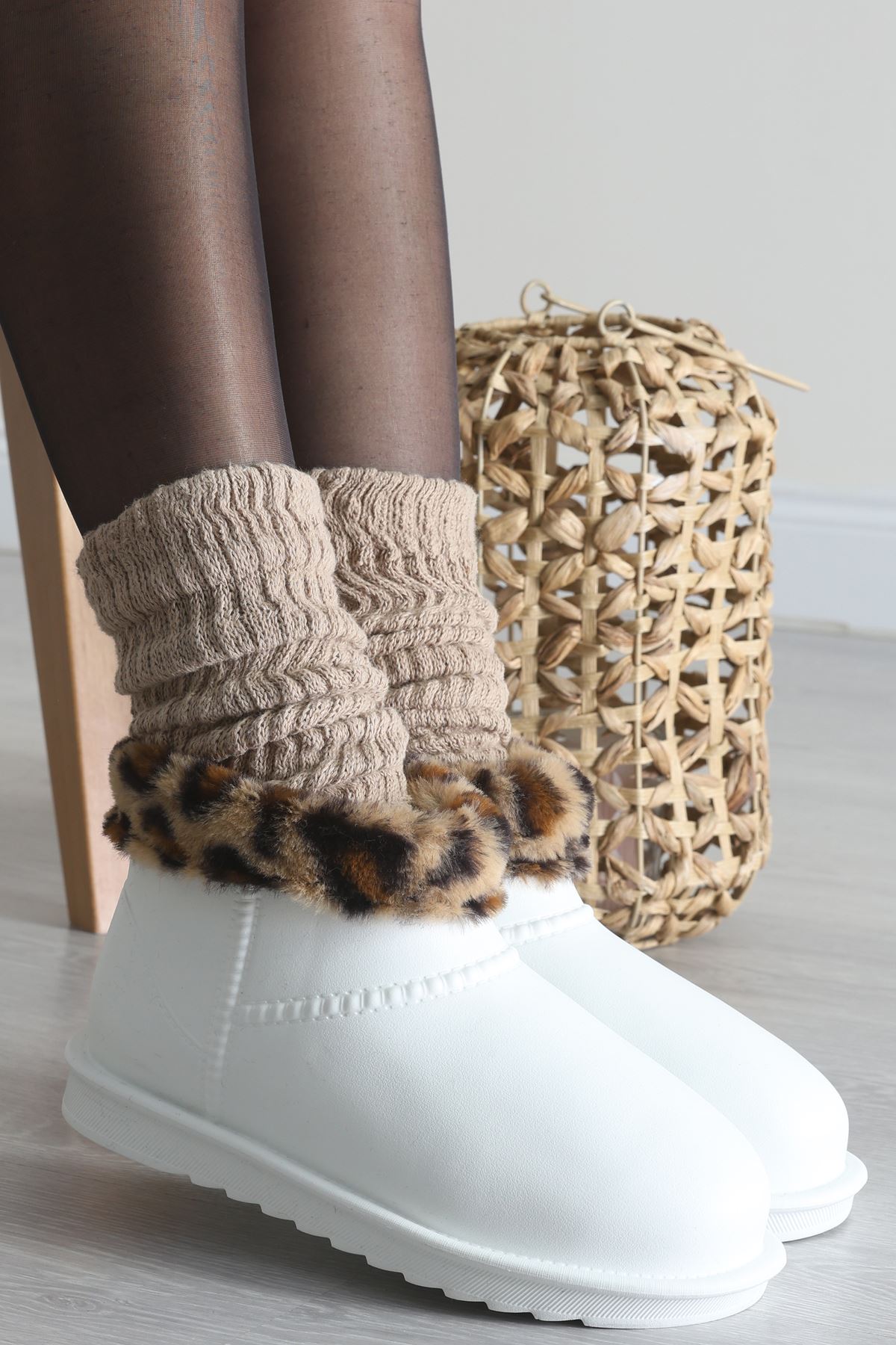 Leopar Desenli Bot Beyaz - 31617.264.