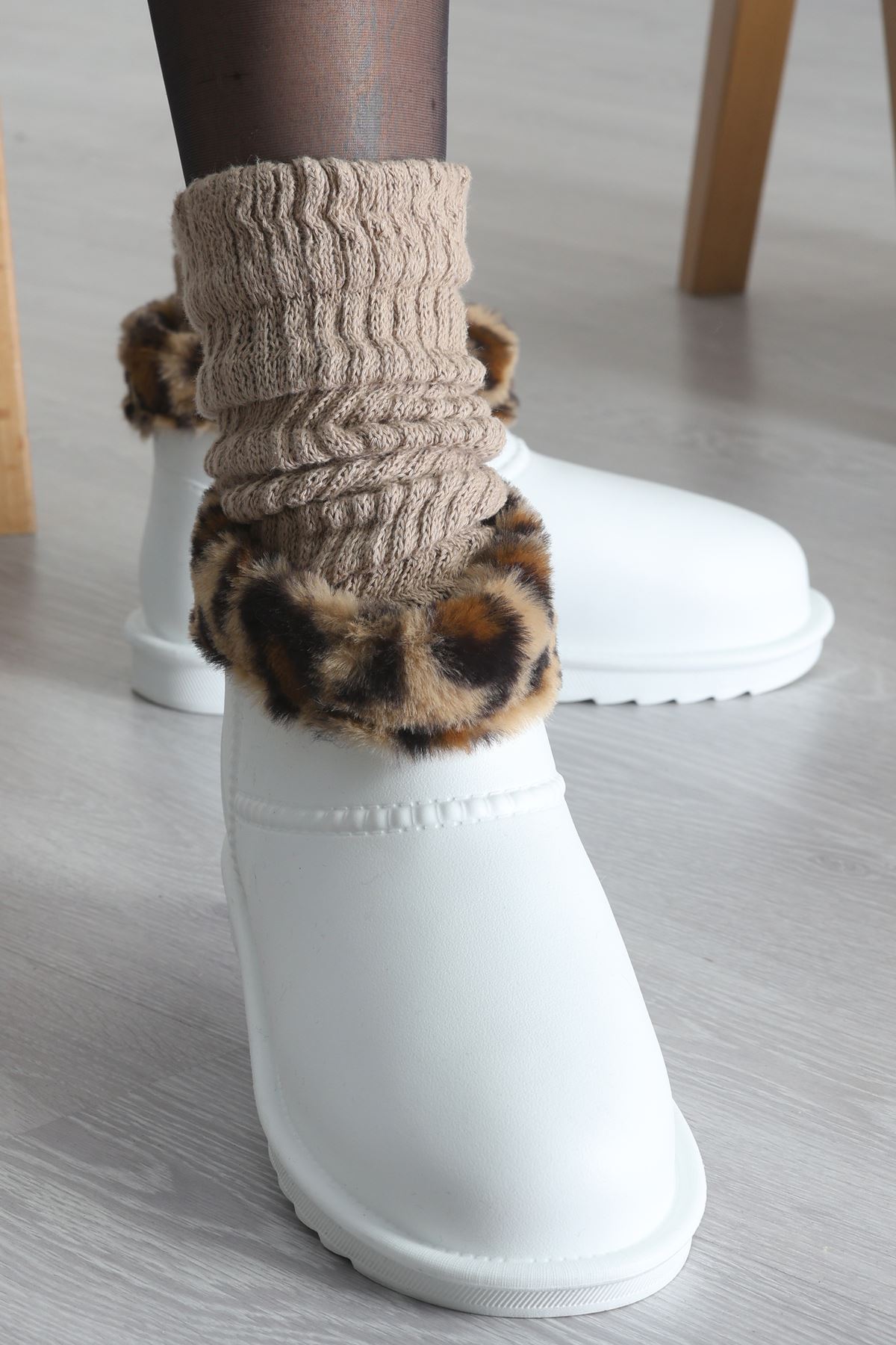 Leopar Desenli Bot Beyaz - 31617.264.
