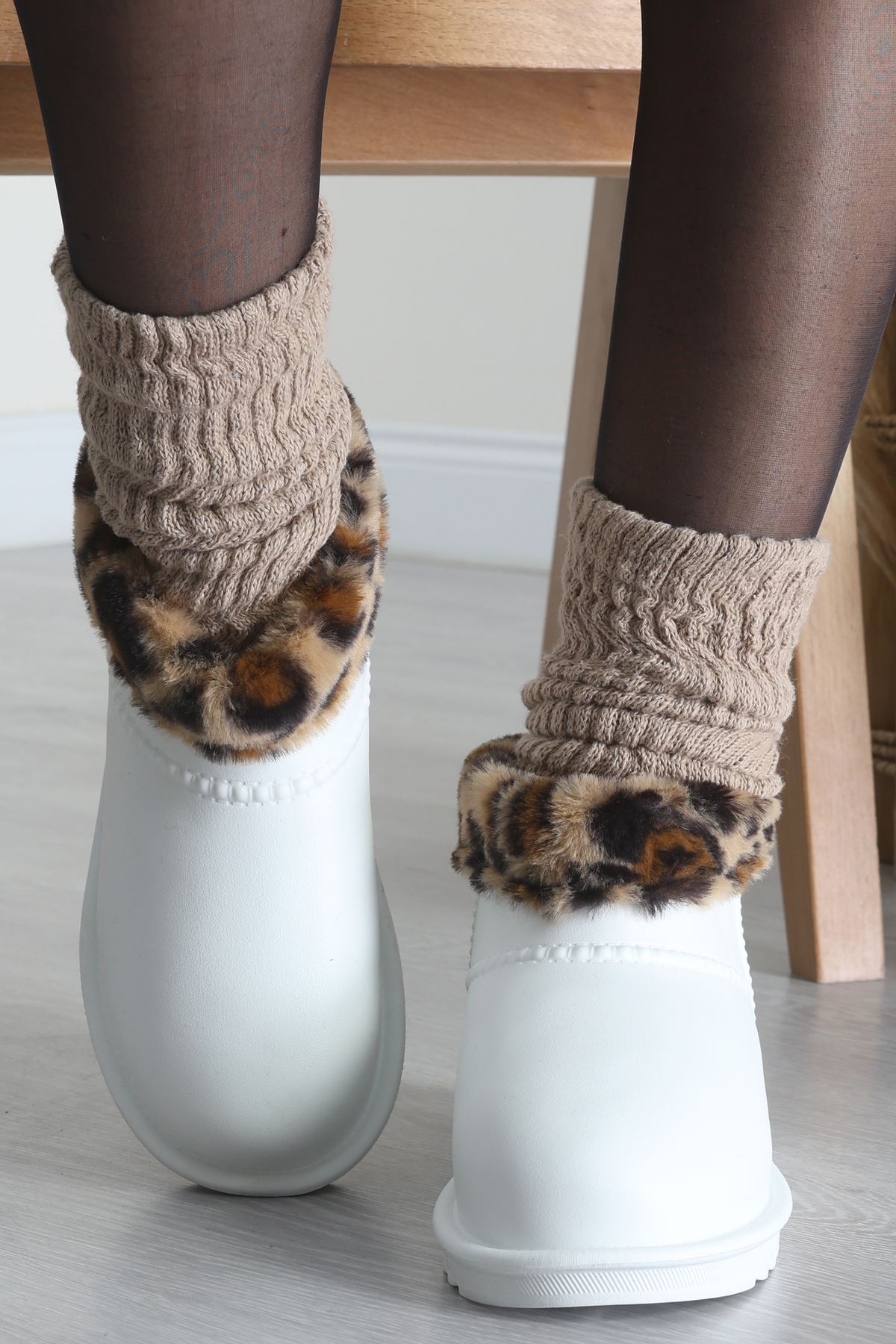 Leopar Desenli Bot Beyaz - 31617.264.