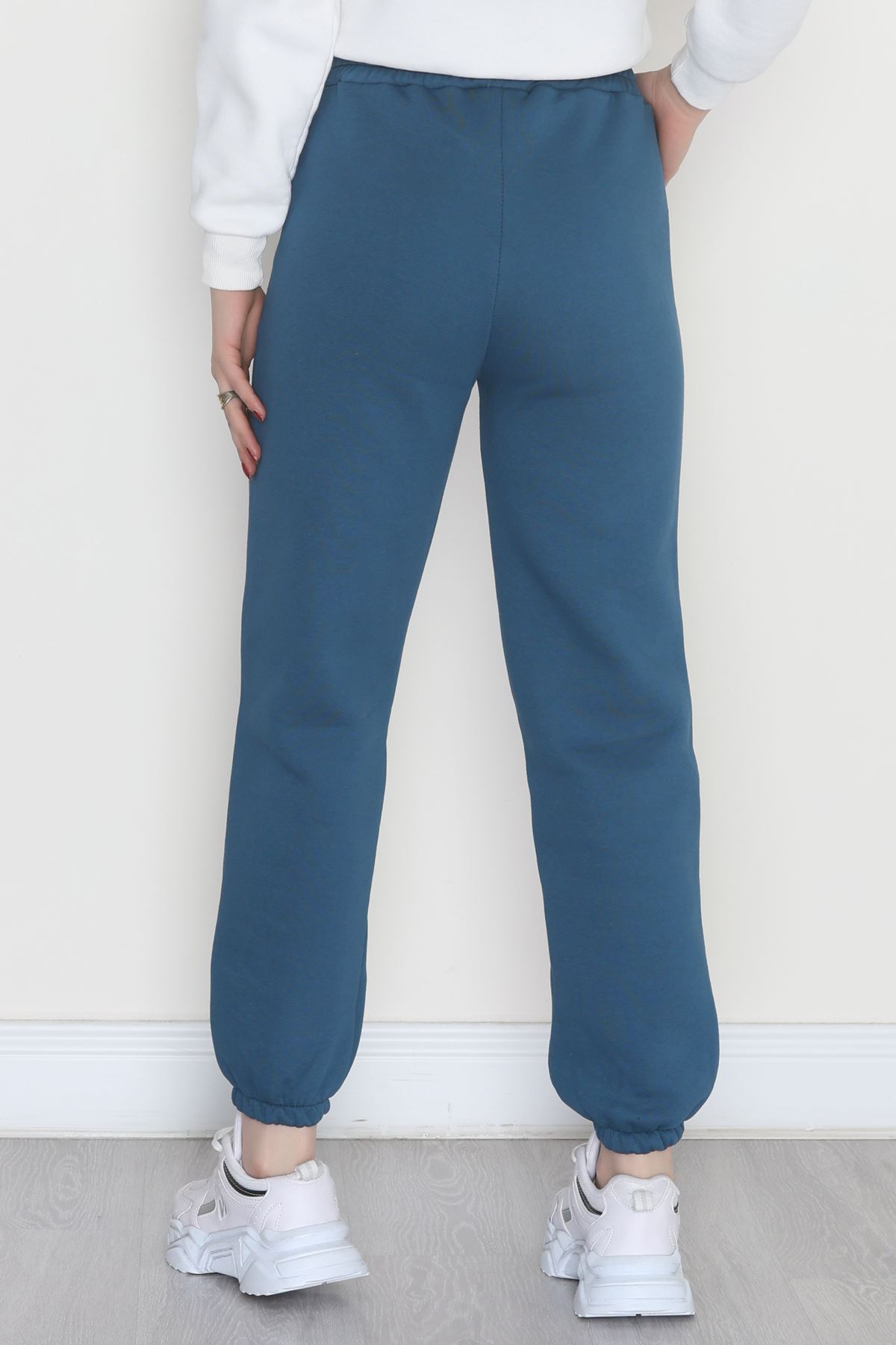 Lastikli 3 İplik Eşofman Altı Turkuaz - 20956.1878.