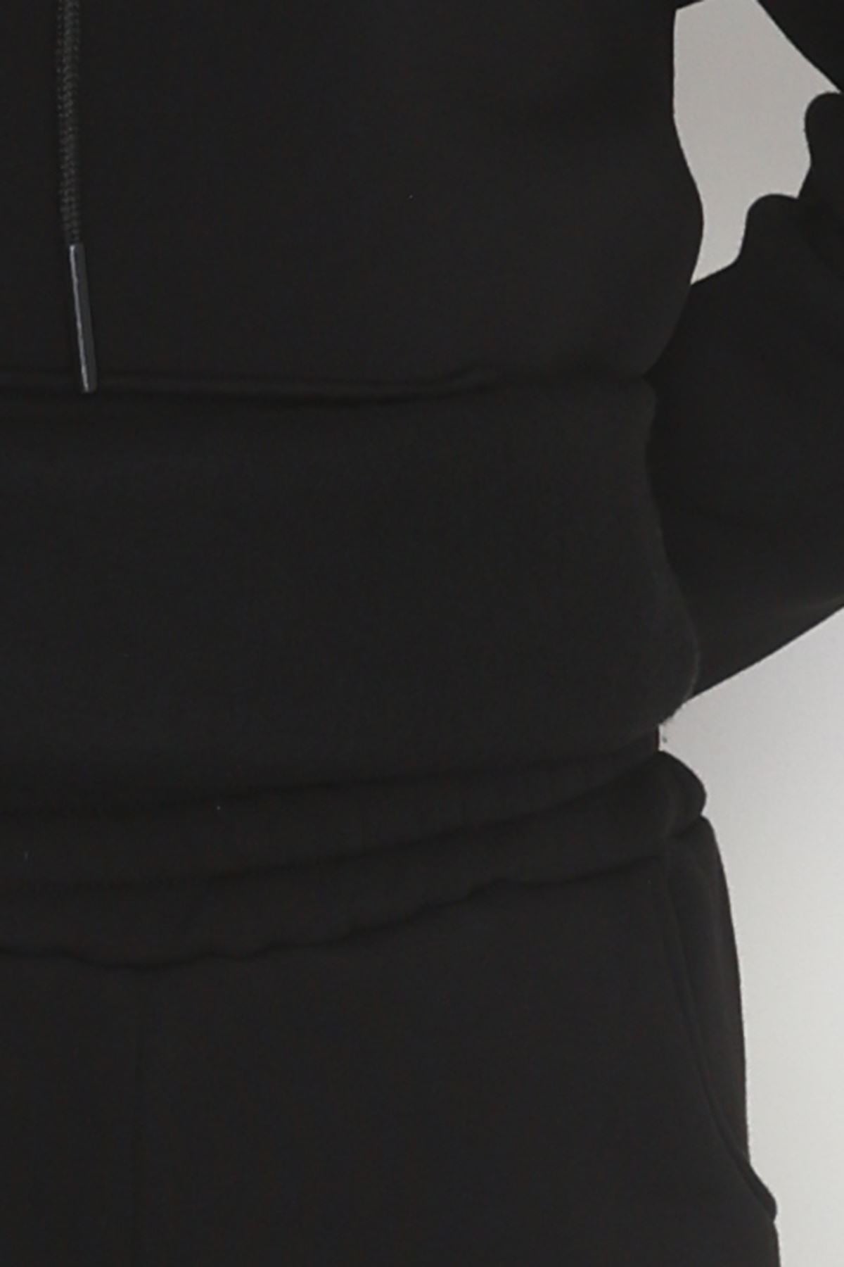 Kapşonlu 3 İplik Eşofman Takımı Siyah - 20965.1878.