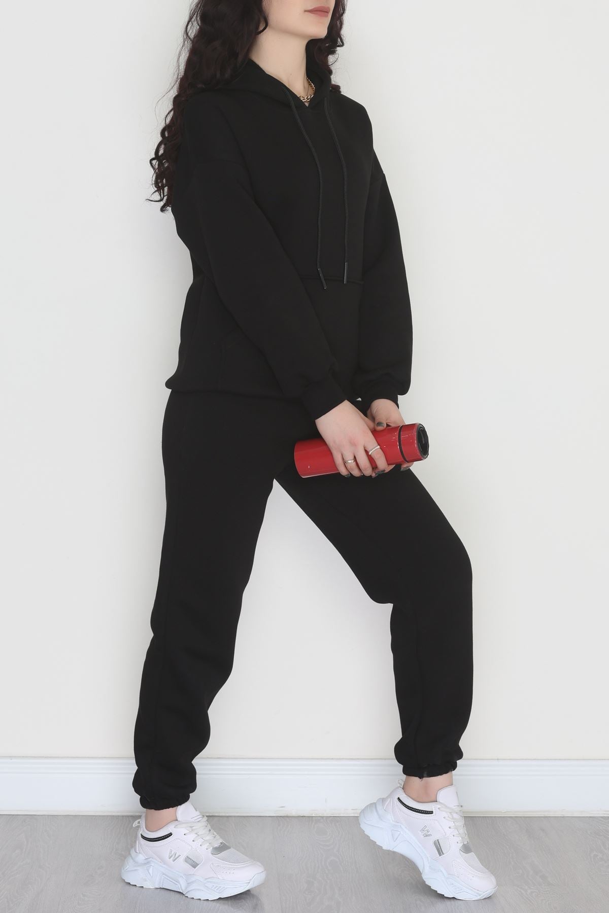 Kapşonlu 3 İplik Eşofman Takımı Siyah - 20965.1878.