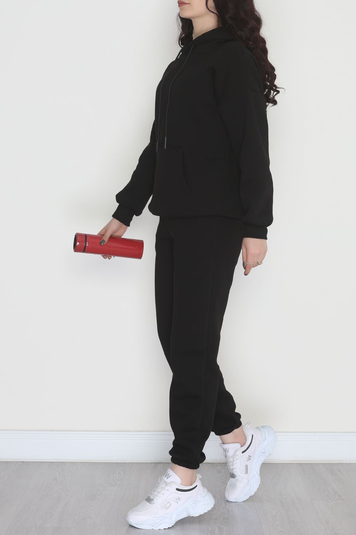 Kapşonlu 3 İplik Eşofman Takımı Siyah - 20965.1878.