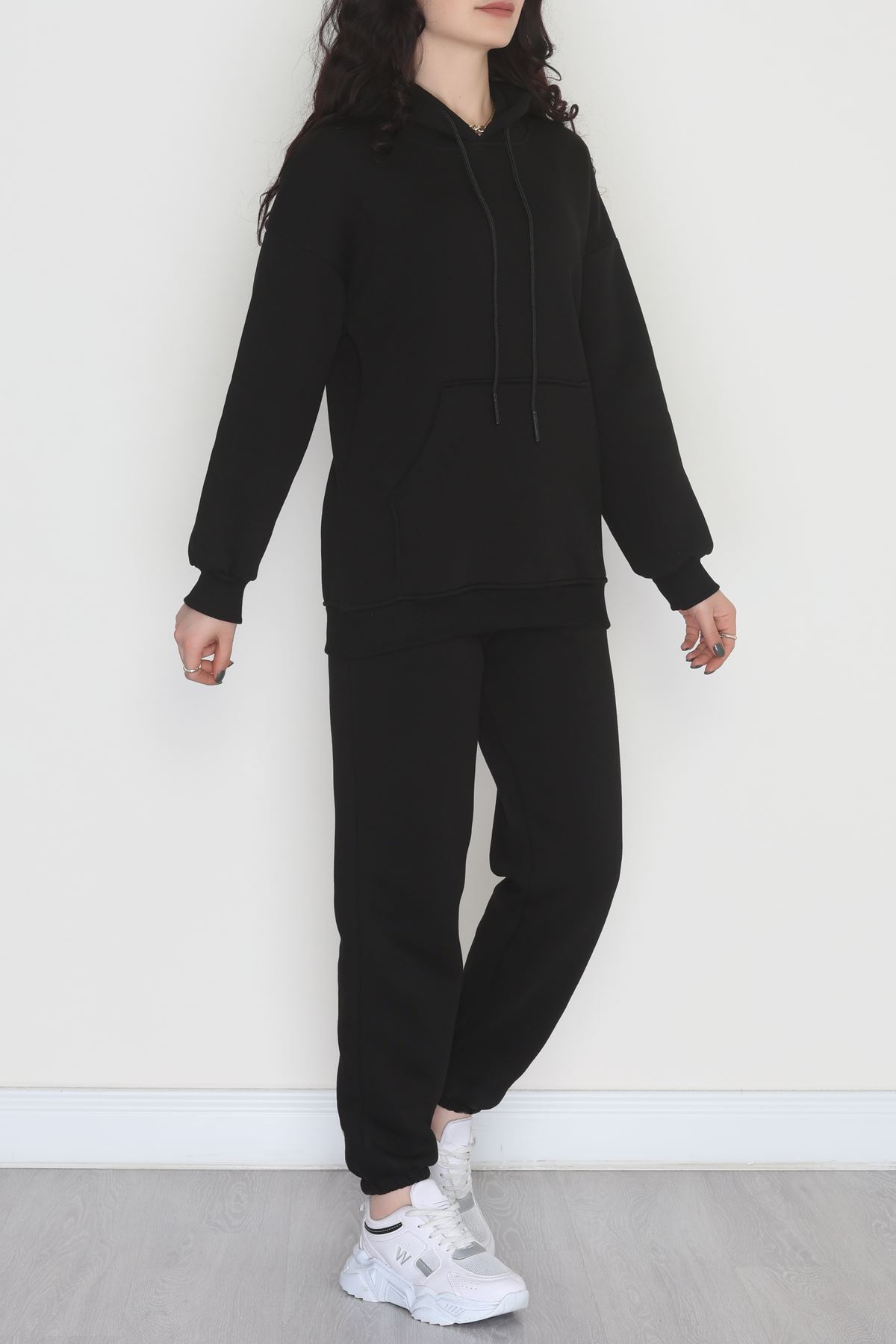 Kapşonlu 3 İplik Eşofman Takımı Siyah - 20965.1878.