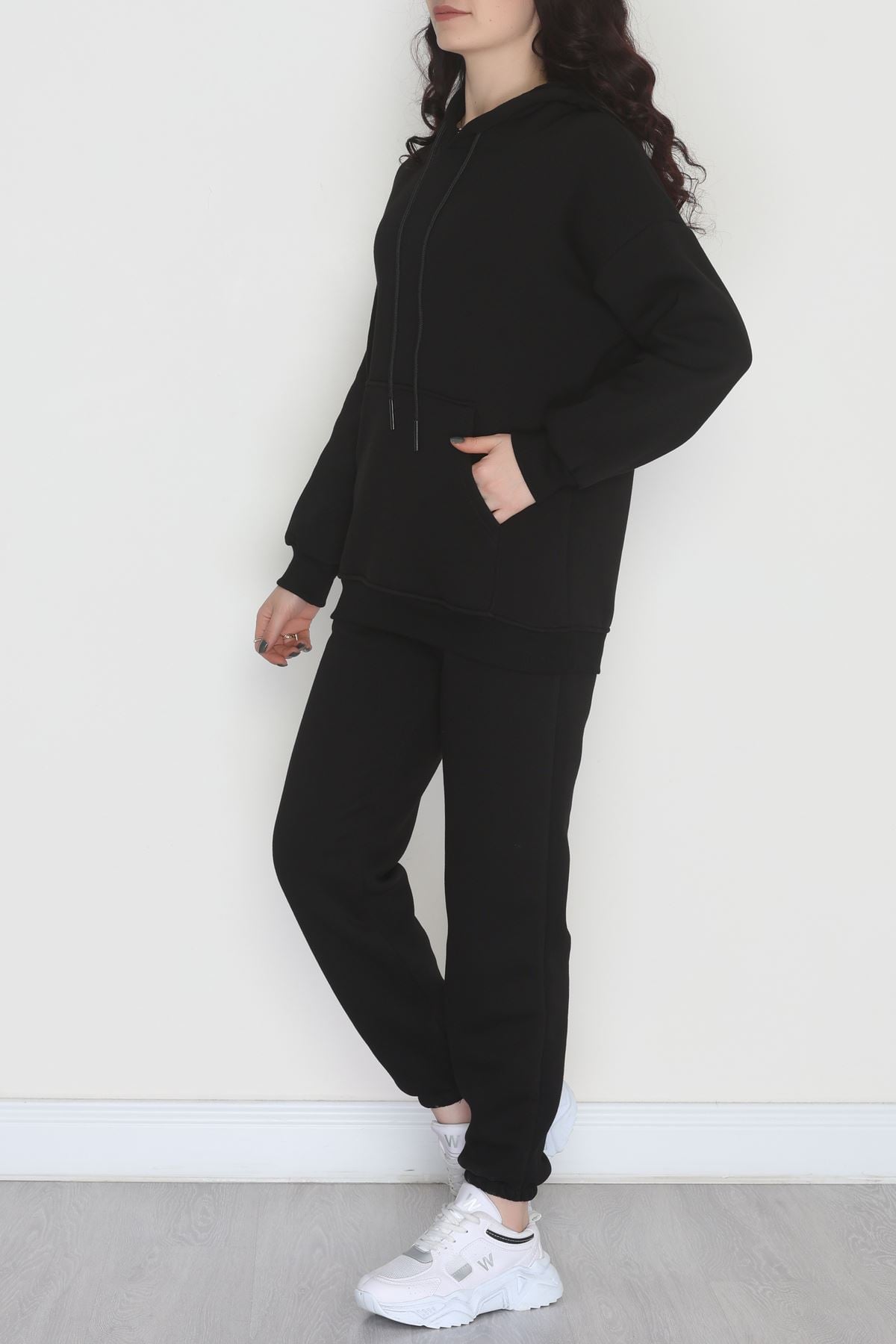 Kapşonlu 3 İplik Eşofman Takımı Siyah - 20965.1878.