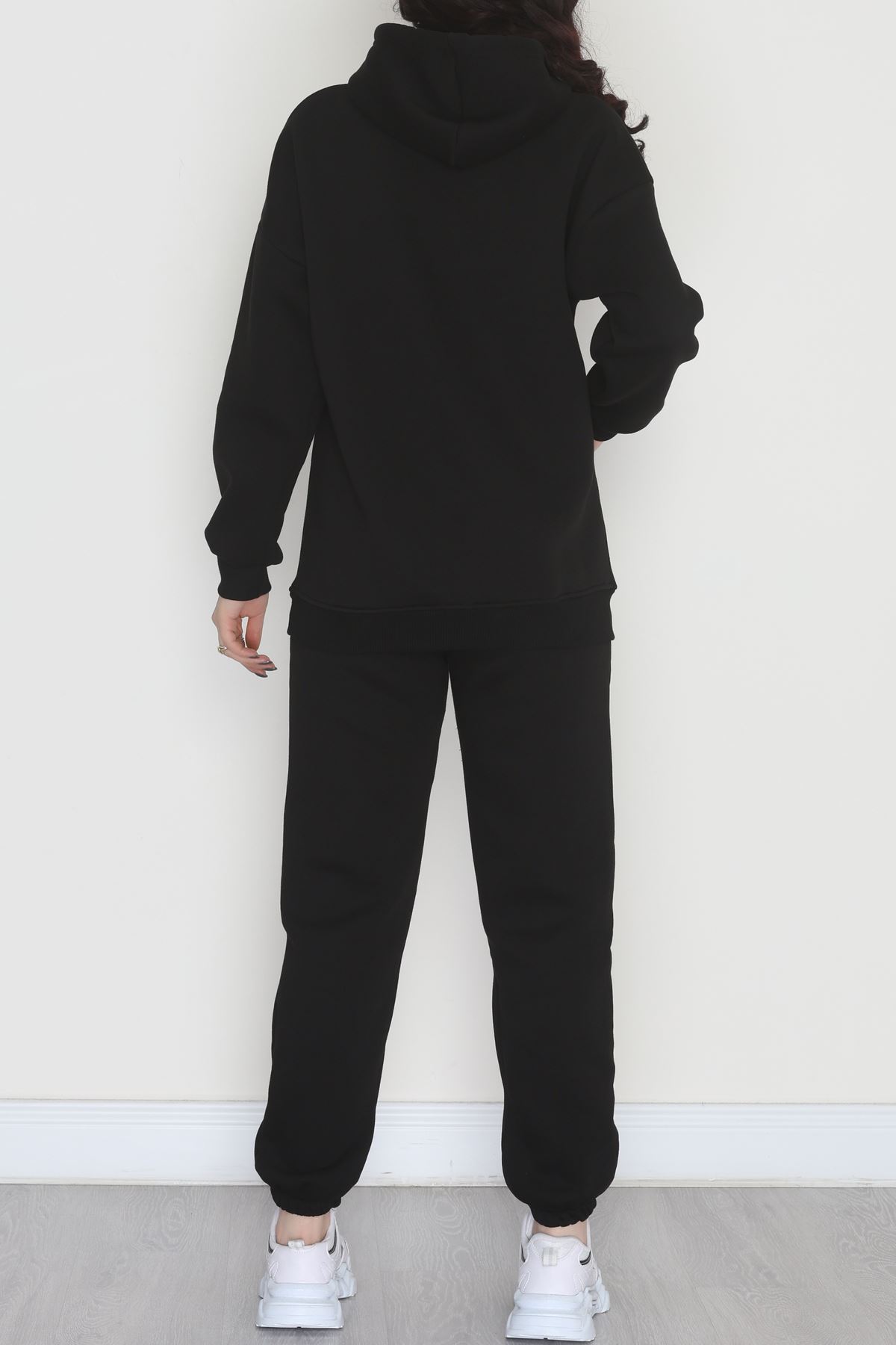 Kapşonlu 3 İplik Eşofman Takımı Siyah - 20965.1878.