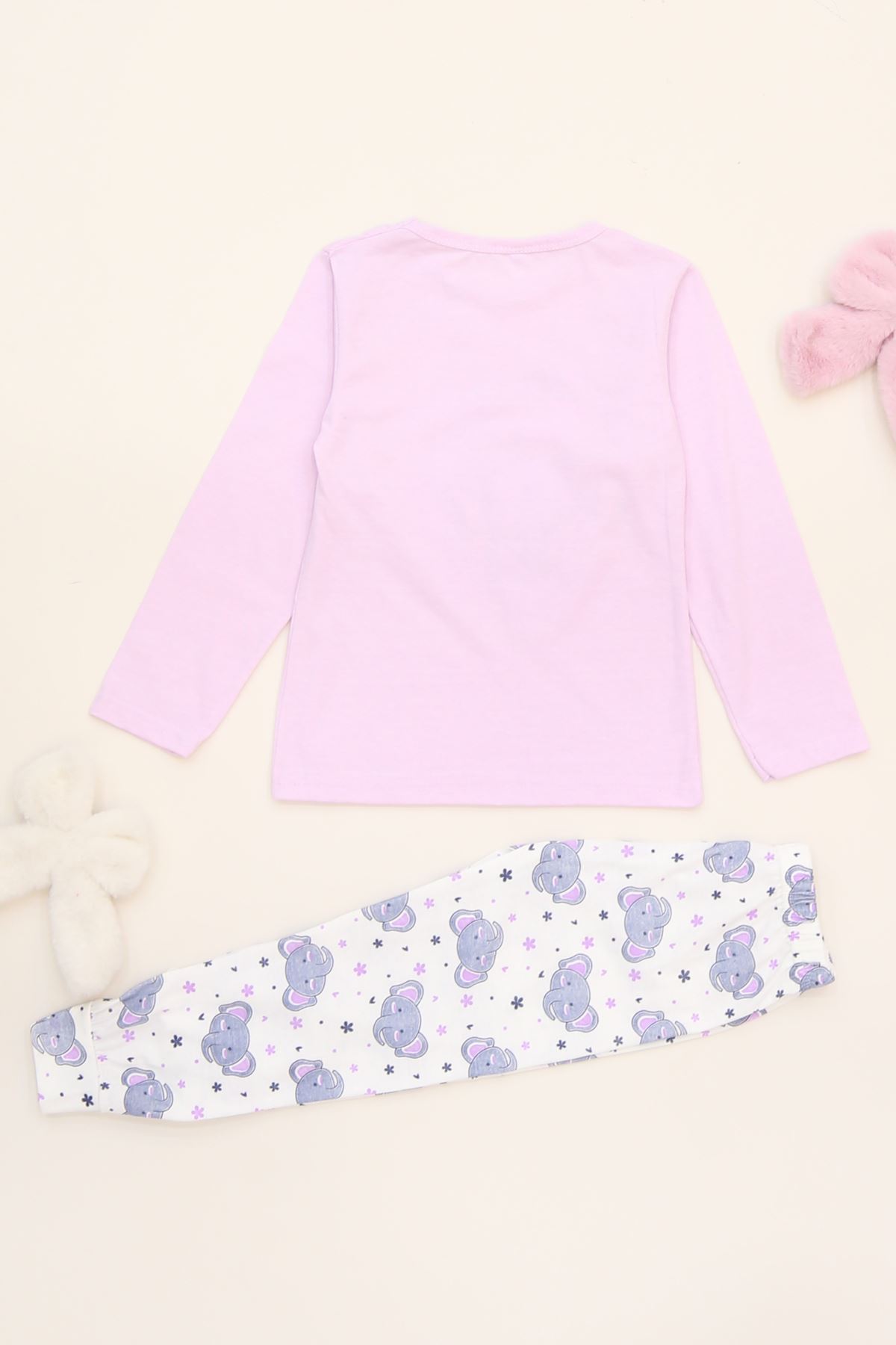 6-14 Yaş Baskılı Çocuk Pijama Takımı Lilafil - 40101.1931.