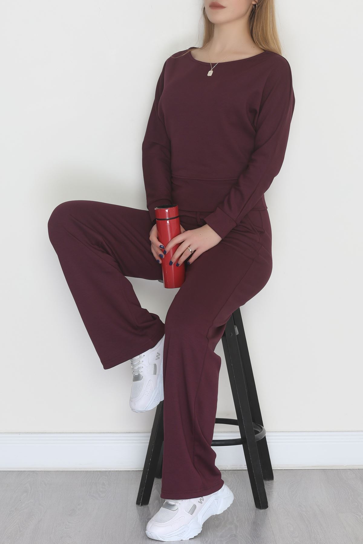 Kayık Yaka Modal Kumaş İkili Takım Mor - 42673.1247.