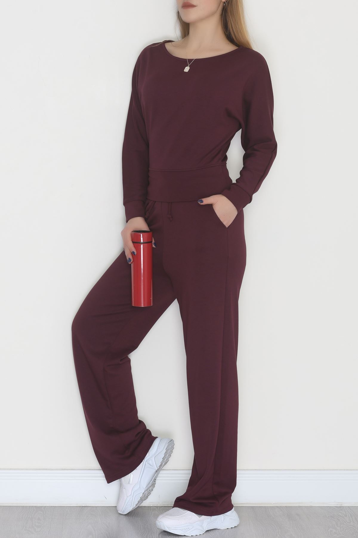 Kayık Yaka Modal Kumaş İkili Takım Mor - 42673.1247.