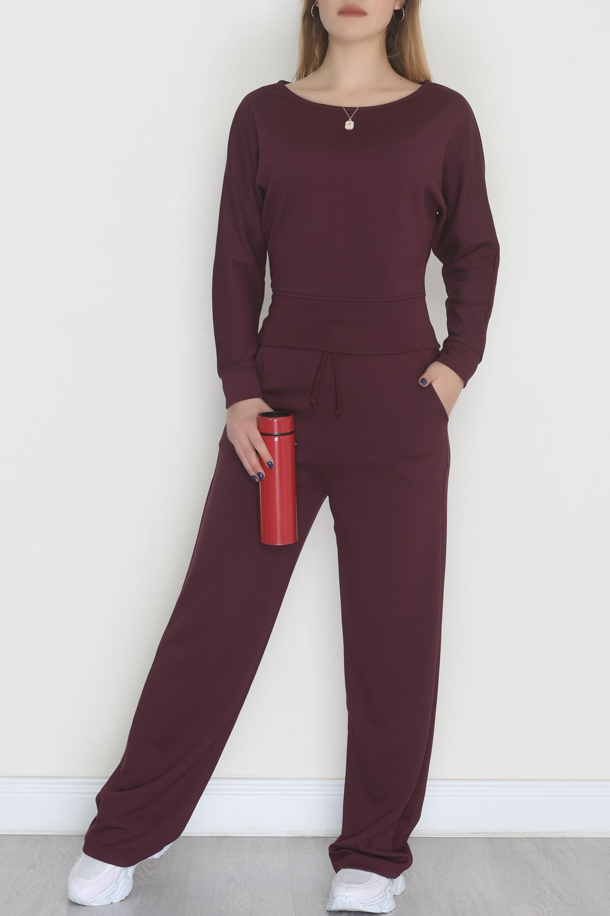 Kayık Yaka Modal Kumaş İkili Takım Mor - 42673.1247.