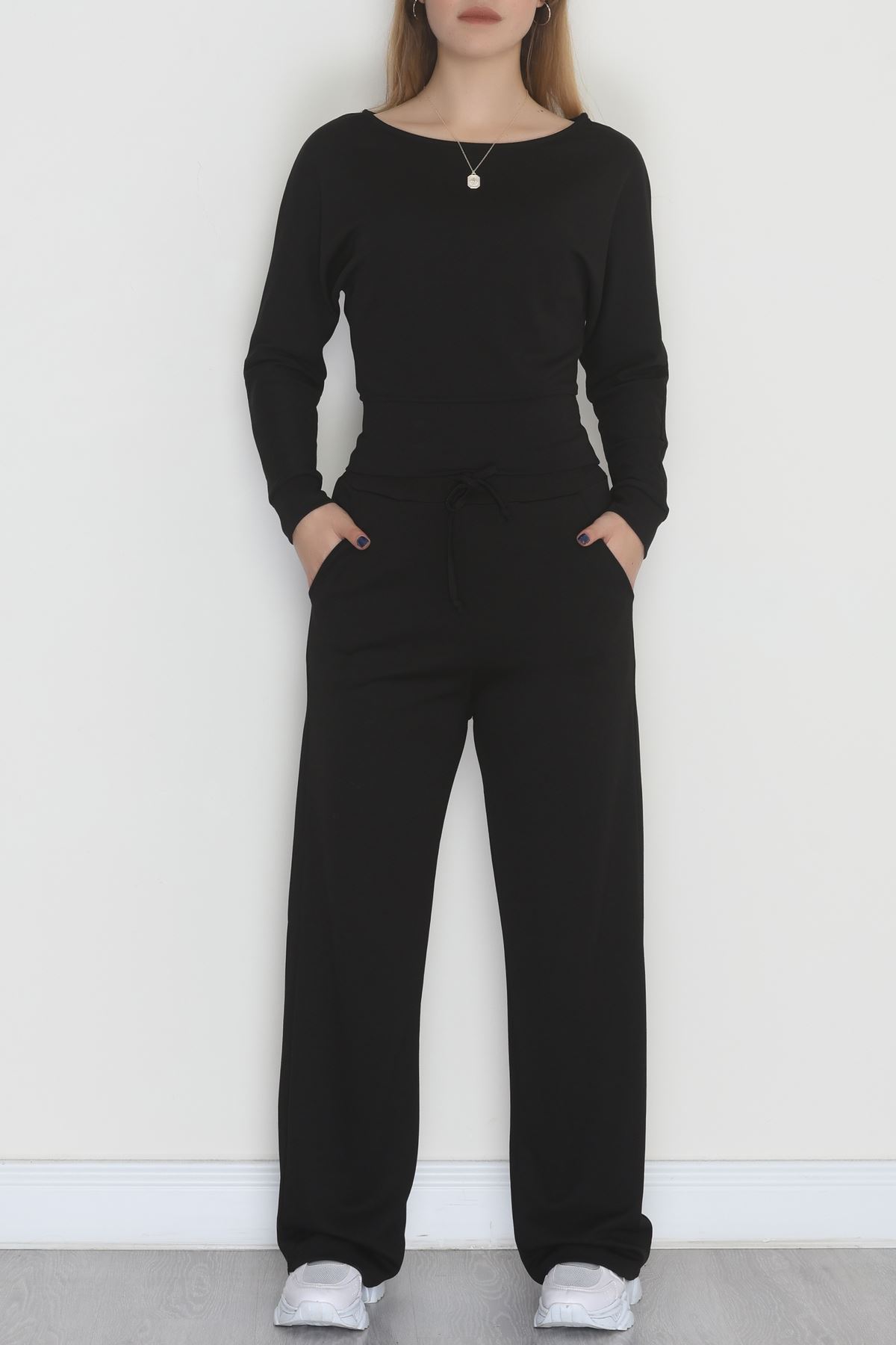 Kayık Yaka Modal Kumaş İkili Takım Siyah - 42673.1247.