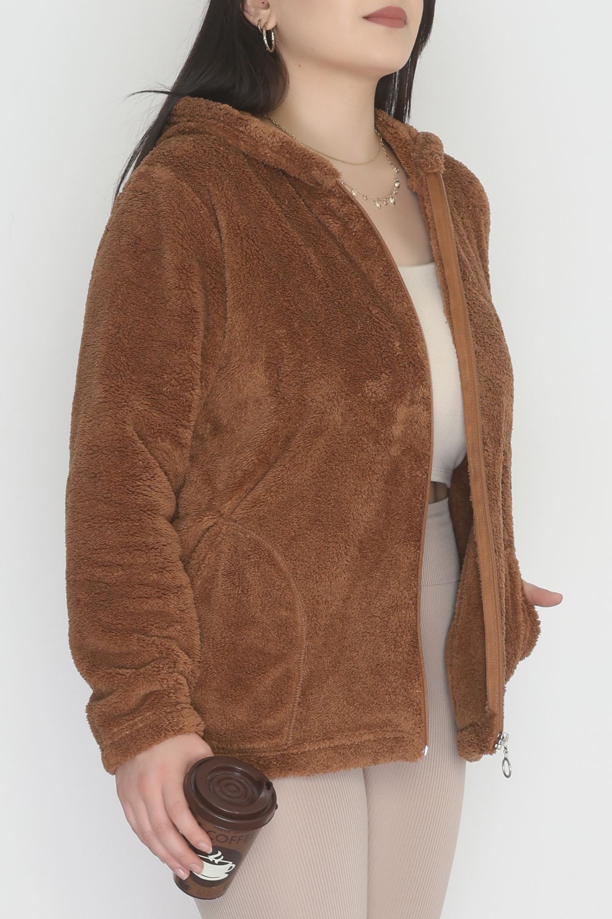 Welsoft Kumaş Kapşonlu Battal Ceket Kahve - 70749.107.