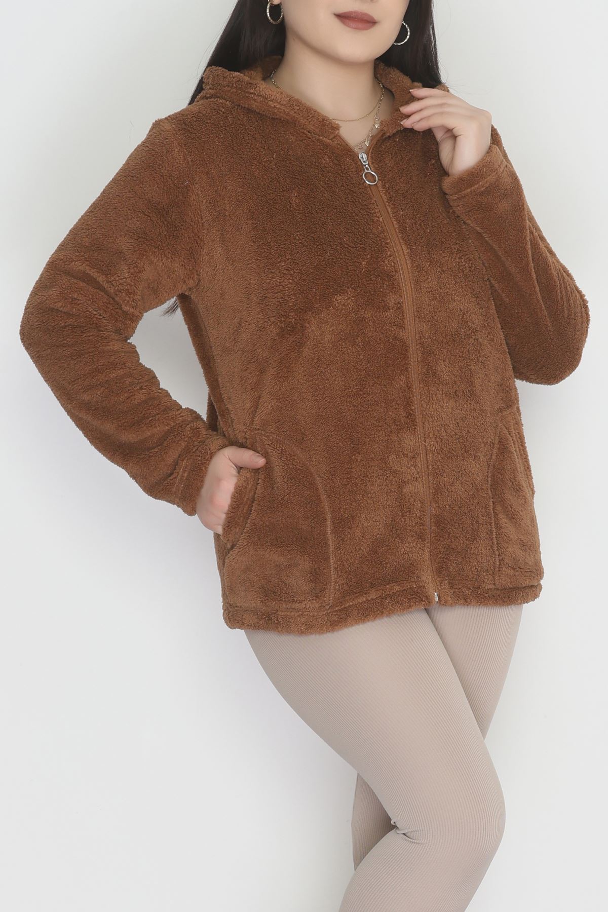 Welsoft Kumaş Kapşonlu Battal Ceket Kahve - 70749.107.