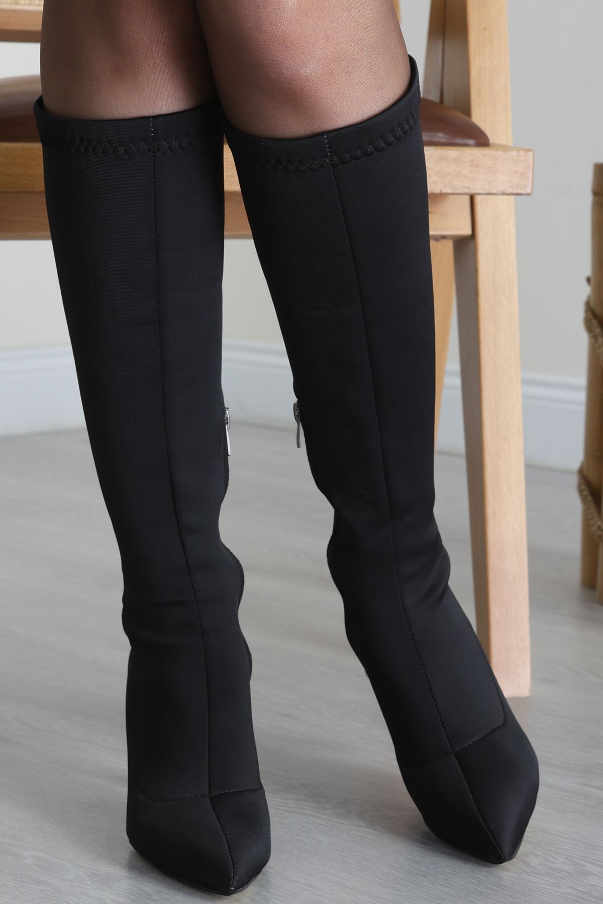 7 Cm Topuklu Çizme Siyahstreç - 31485.264.