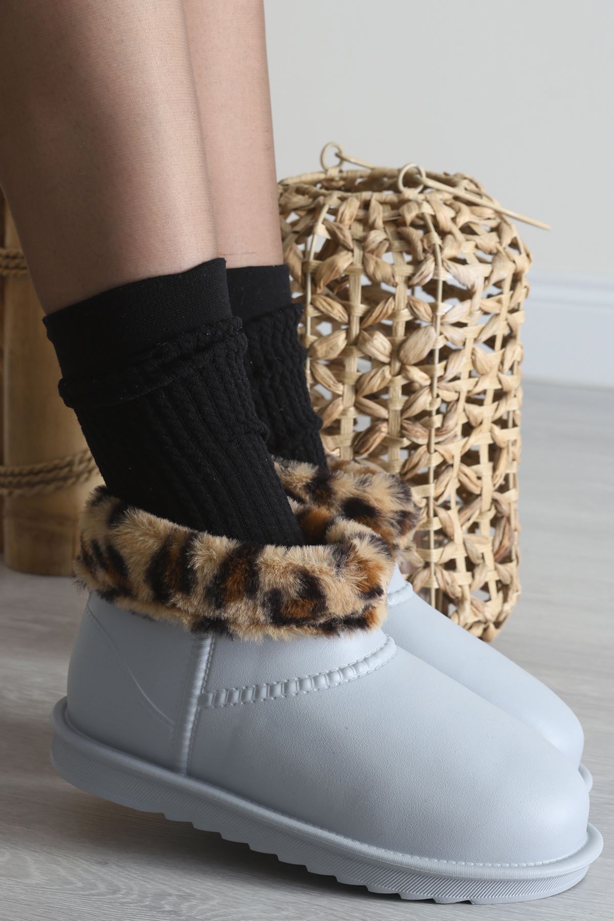 Leopar Desenli Bot Gri - 31617.264.