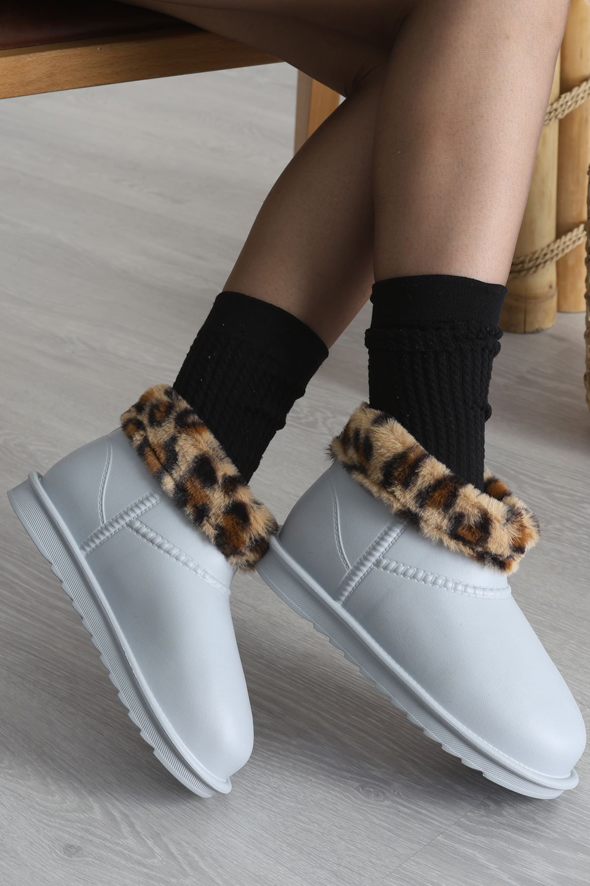 Leopar Desenli Bot Gri - 31617.264.