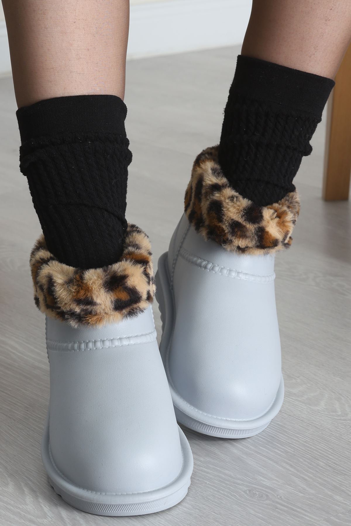 Leopar Desenli Bot Gri - 31617.264.