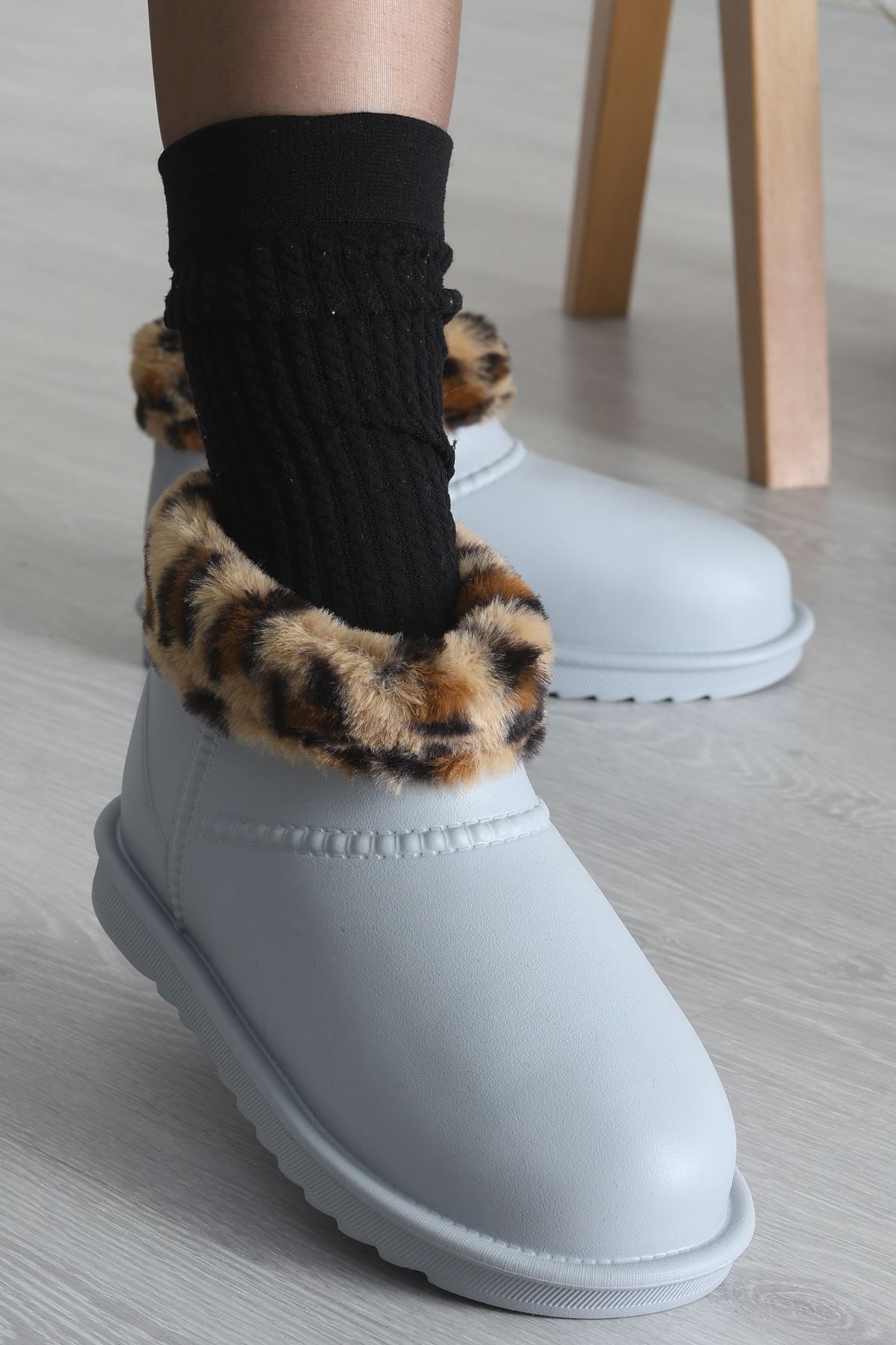 Leopar Desenli Bot Gri - 31617.264.