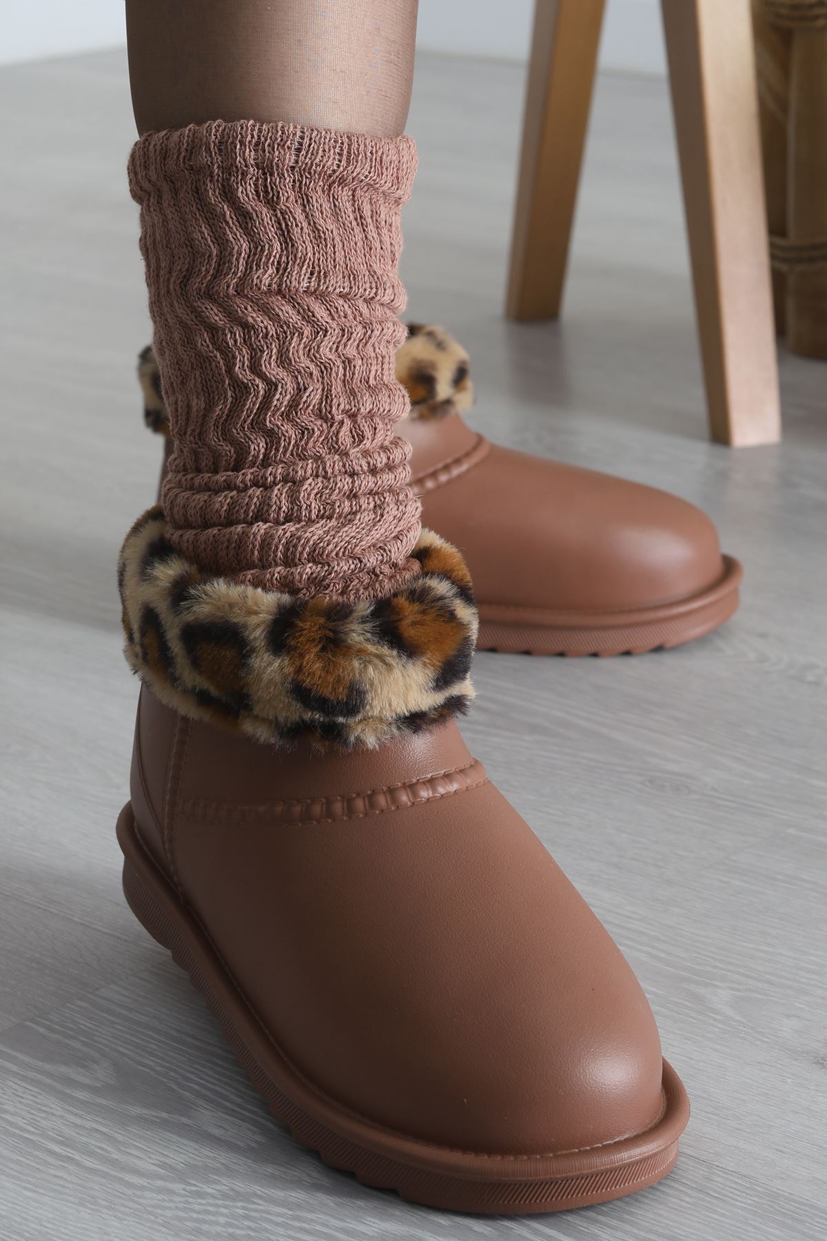 Leopar Desenli Bot Kahve - 31617.264.