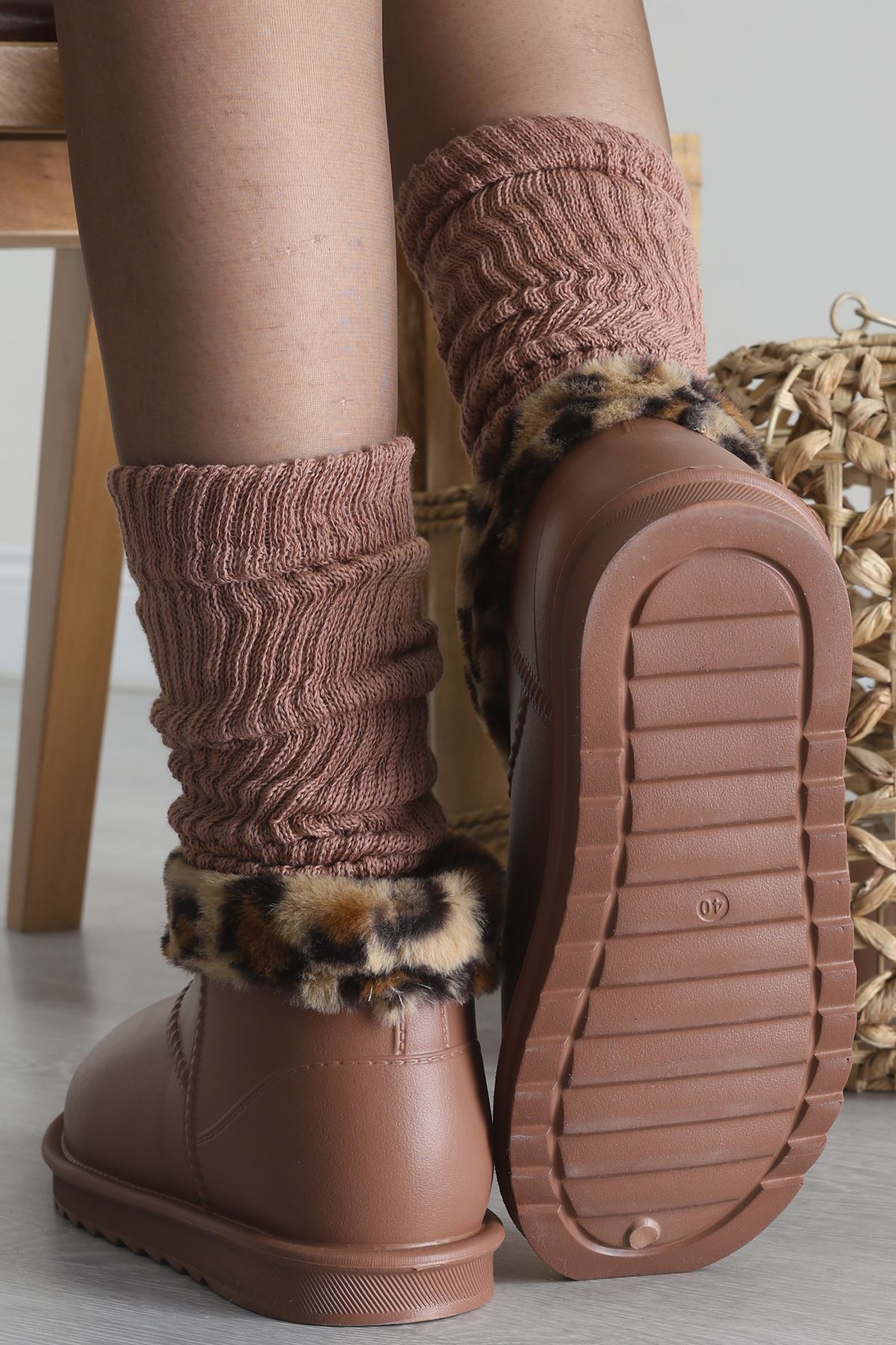 Leopar Desenli Bot Kahve - 31617.264.