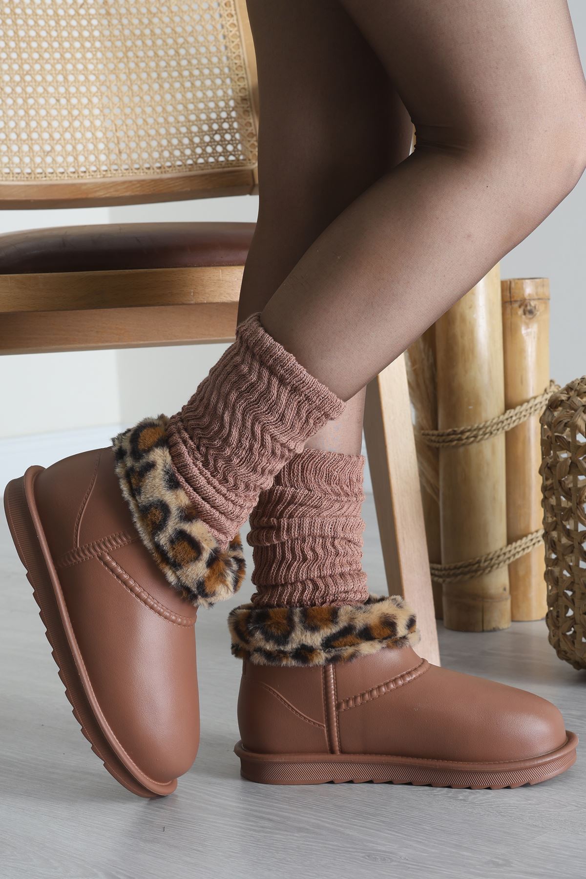 Leopar Desenli Bot Kahve - 31617.264.