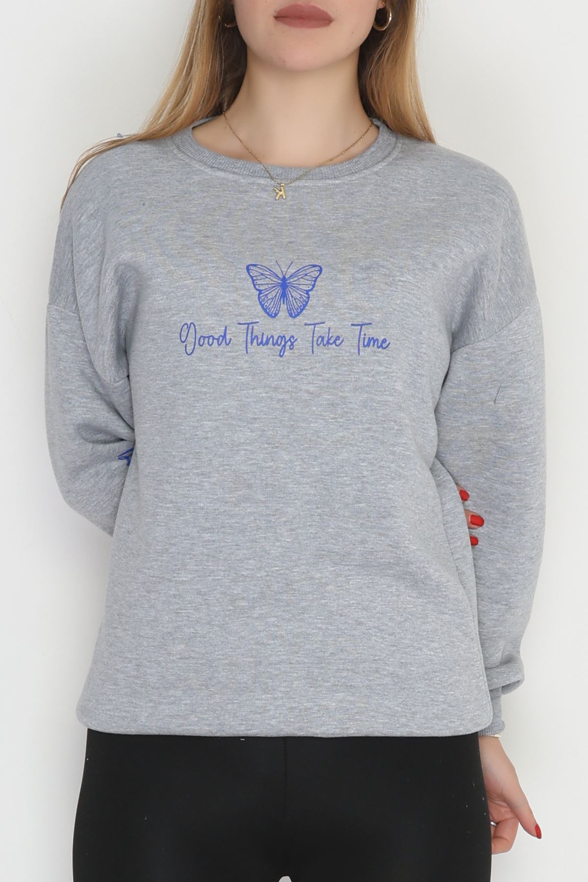 3 İplik Şardonlu Baskılı Sweat Grisaks - 42611.1878.