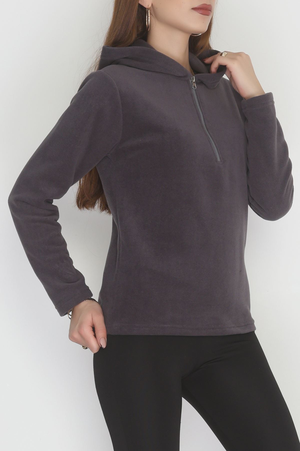 Yaka Fermuarlı Polar Sweat Füme - 52034.053.