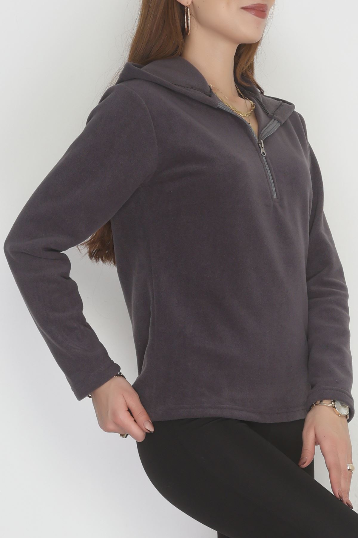 Yaka Fermuarlı Polar Sweat Füme - 52034.053.