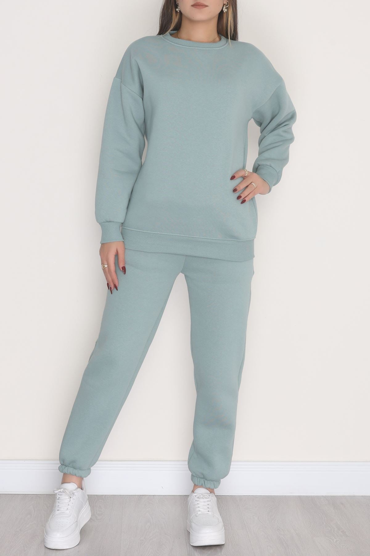 3 İplik Bisiklet Yaka Eşofman Takımı Suyeşili - 20779.1878.