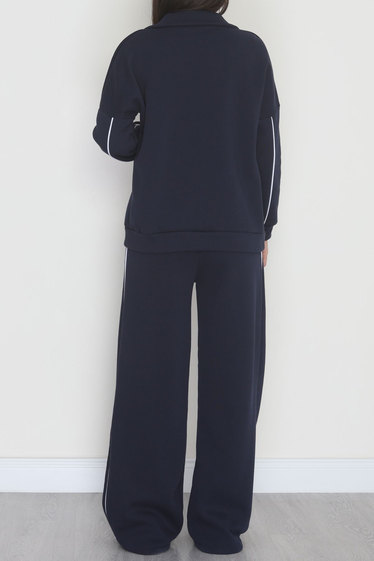 3 İplik Şardonlu Biyeli Fermuarlı Takım Lacivert - 52031.1857.