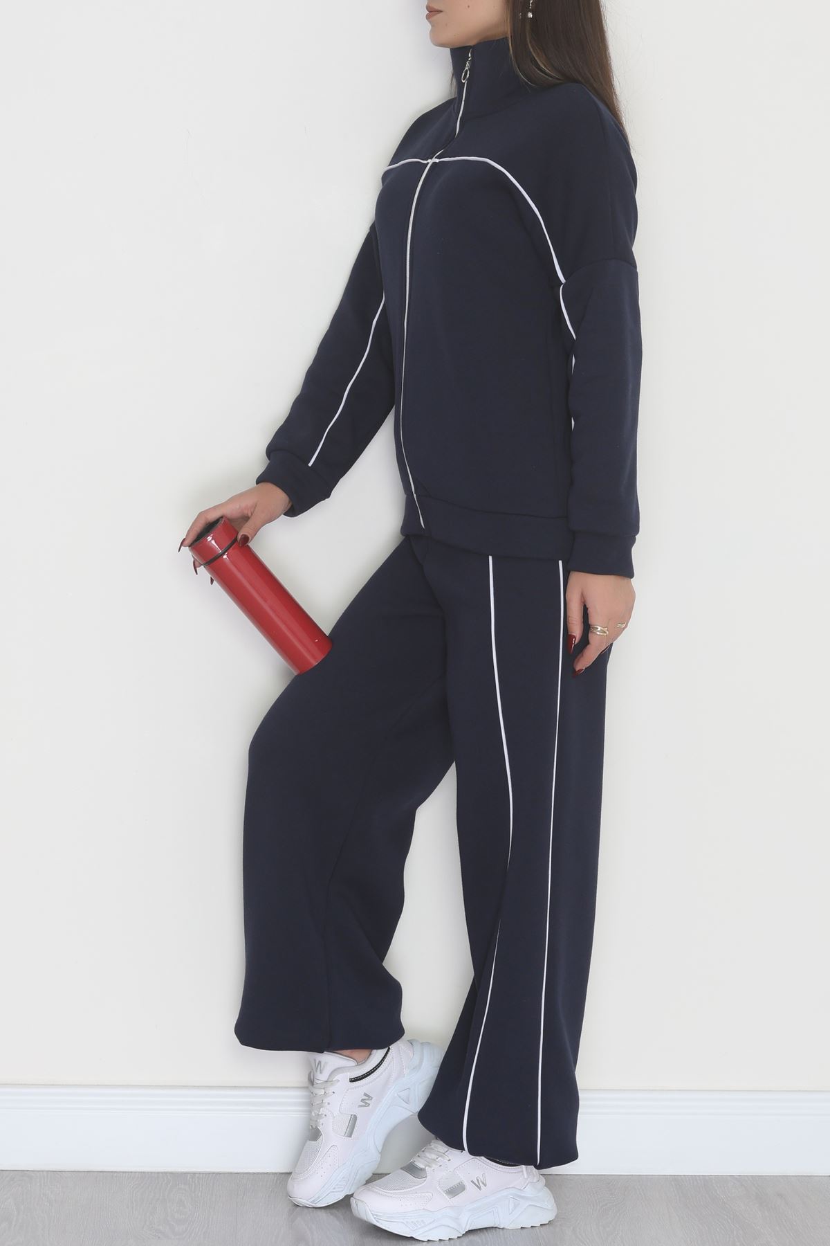 3 İplik Şardonlu Biyeli Fermuarlı Takım Lacivert - 52031.1857.