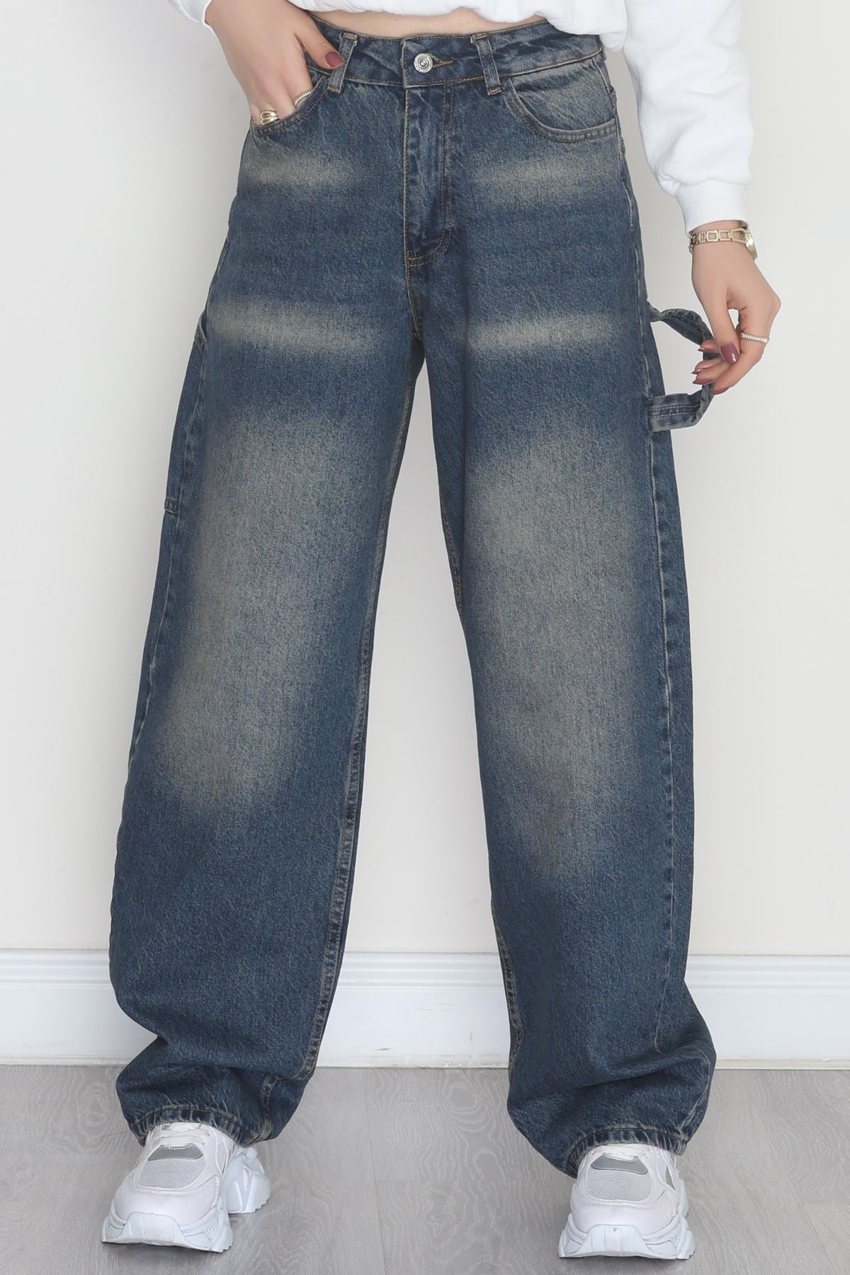 Carpenter Detaylı Baggy Kot Pantolon Tintyıkama - 40087.1184.