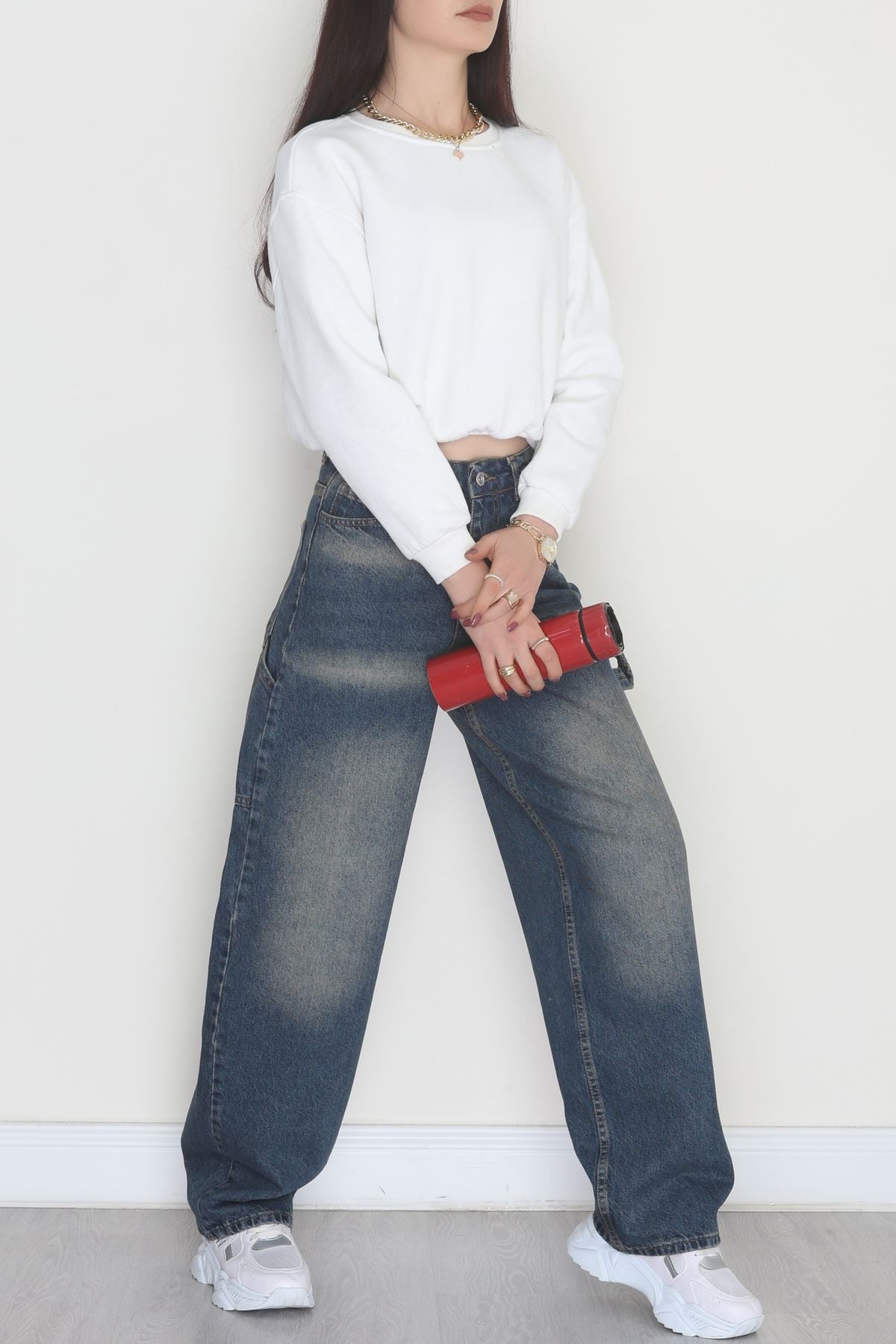 Carpenter Detaylı Baggy Kot Pantolon Tintyıkama - 40087.1184.