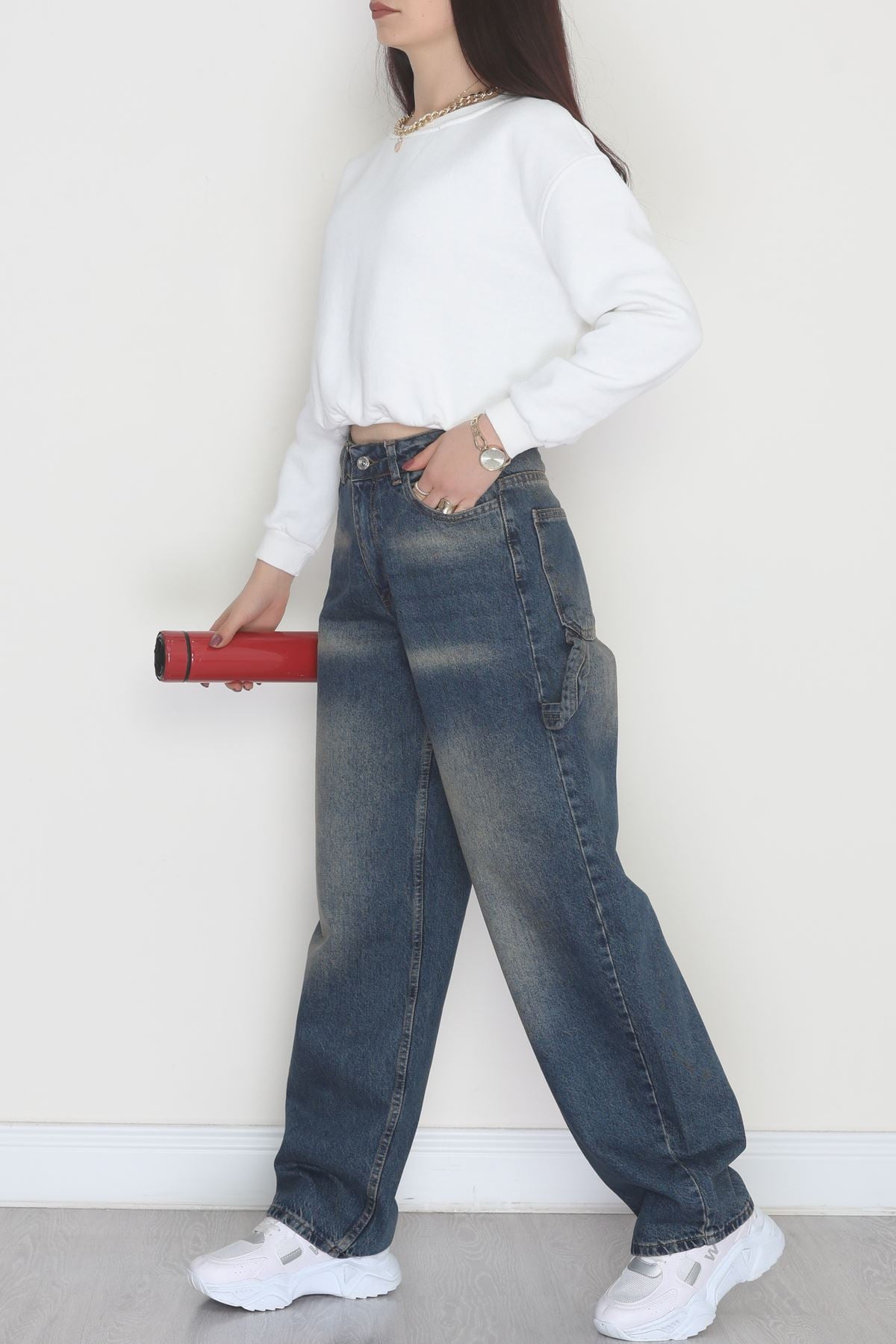 Carpenter Detaylı Baggy Kot Pantolon Tintyıkama - 40087.1184.